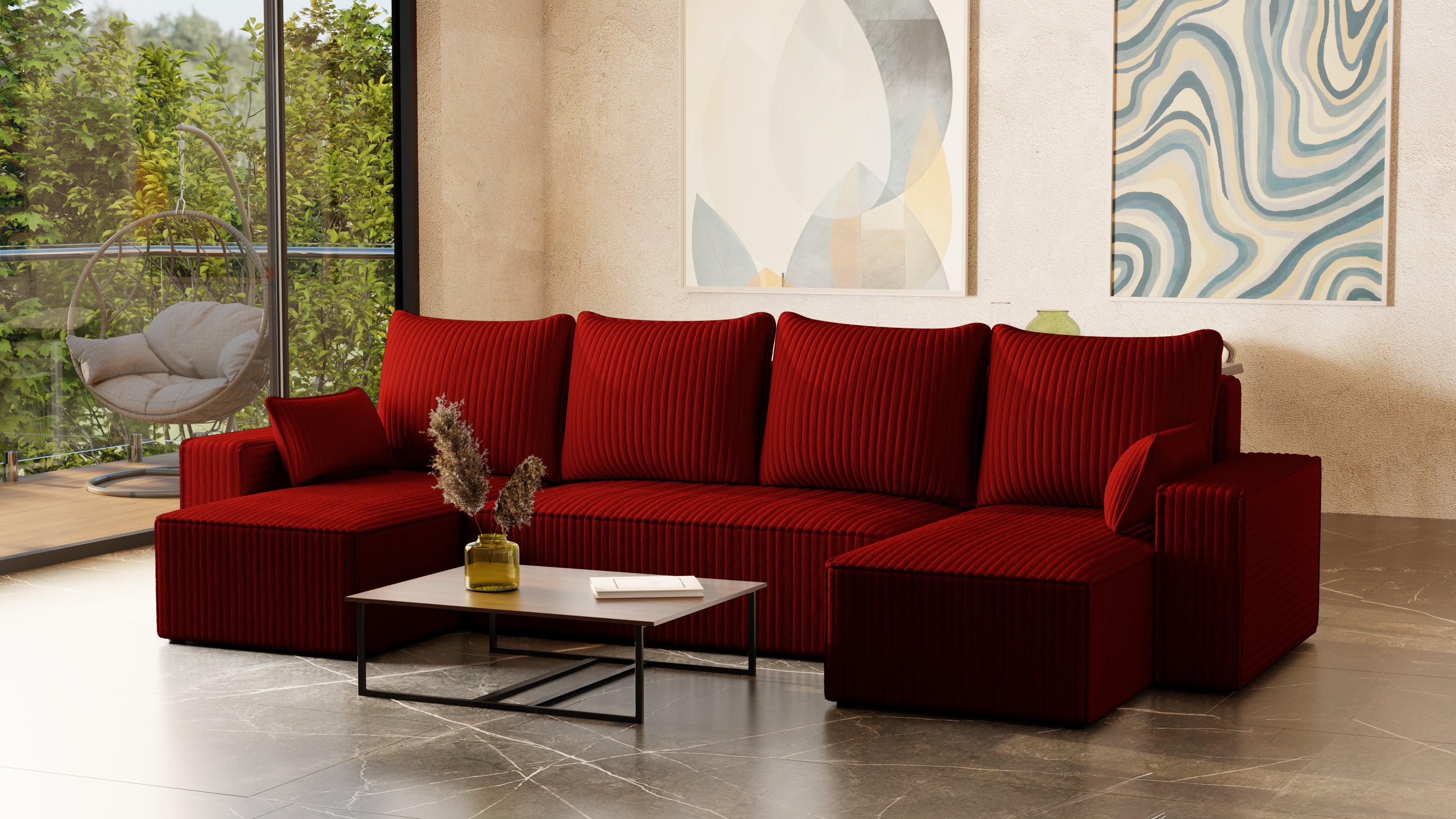 U Ecksofa mit Schlaffunktion Tobi Cord Felipo