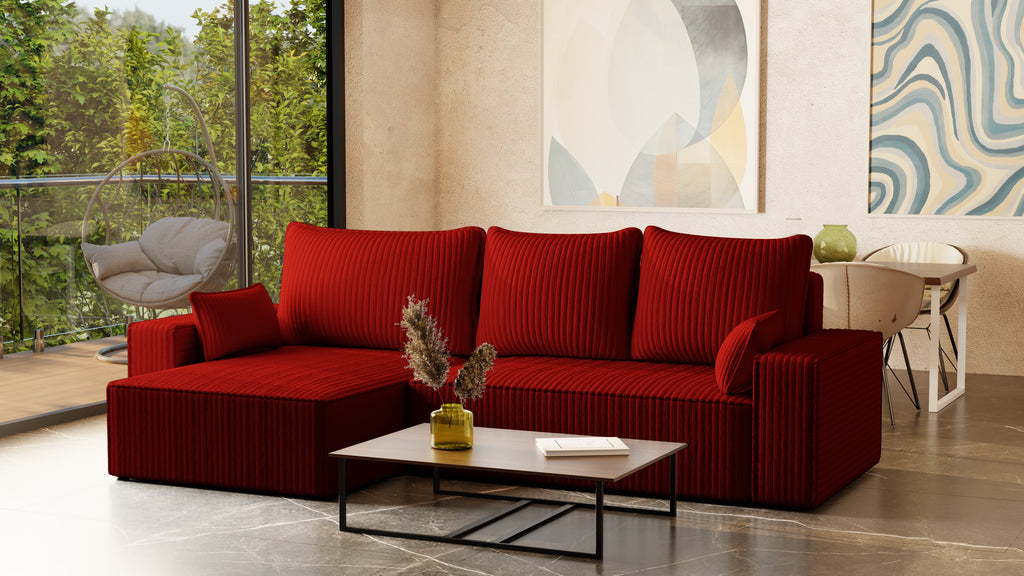 XL Ecksofa mit Schlaffunktion Tobi Cord Felipo