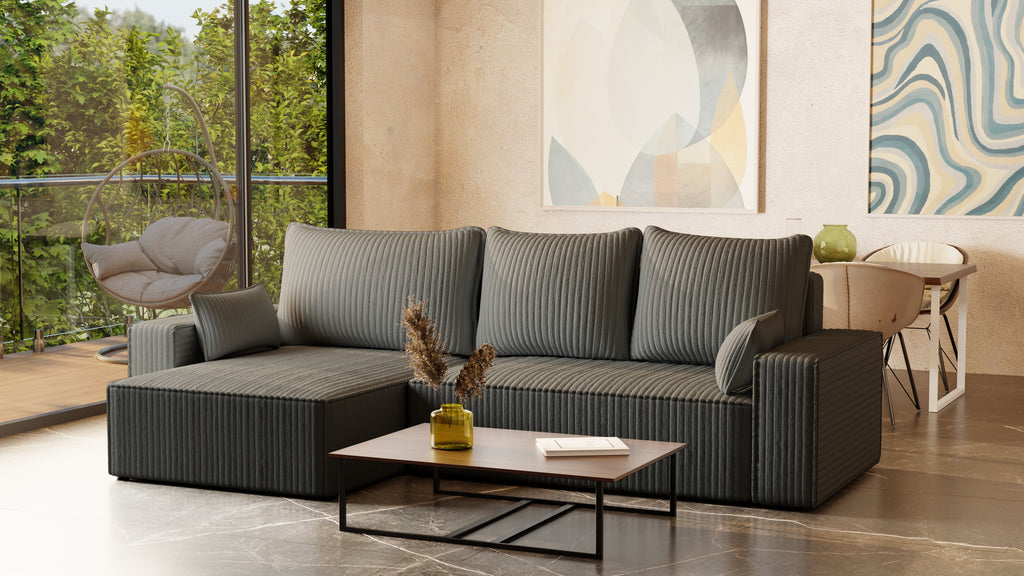 XL Ecksofa mit Schlaffunktion Tobi Cord Felipo