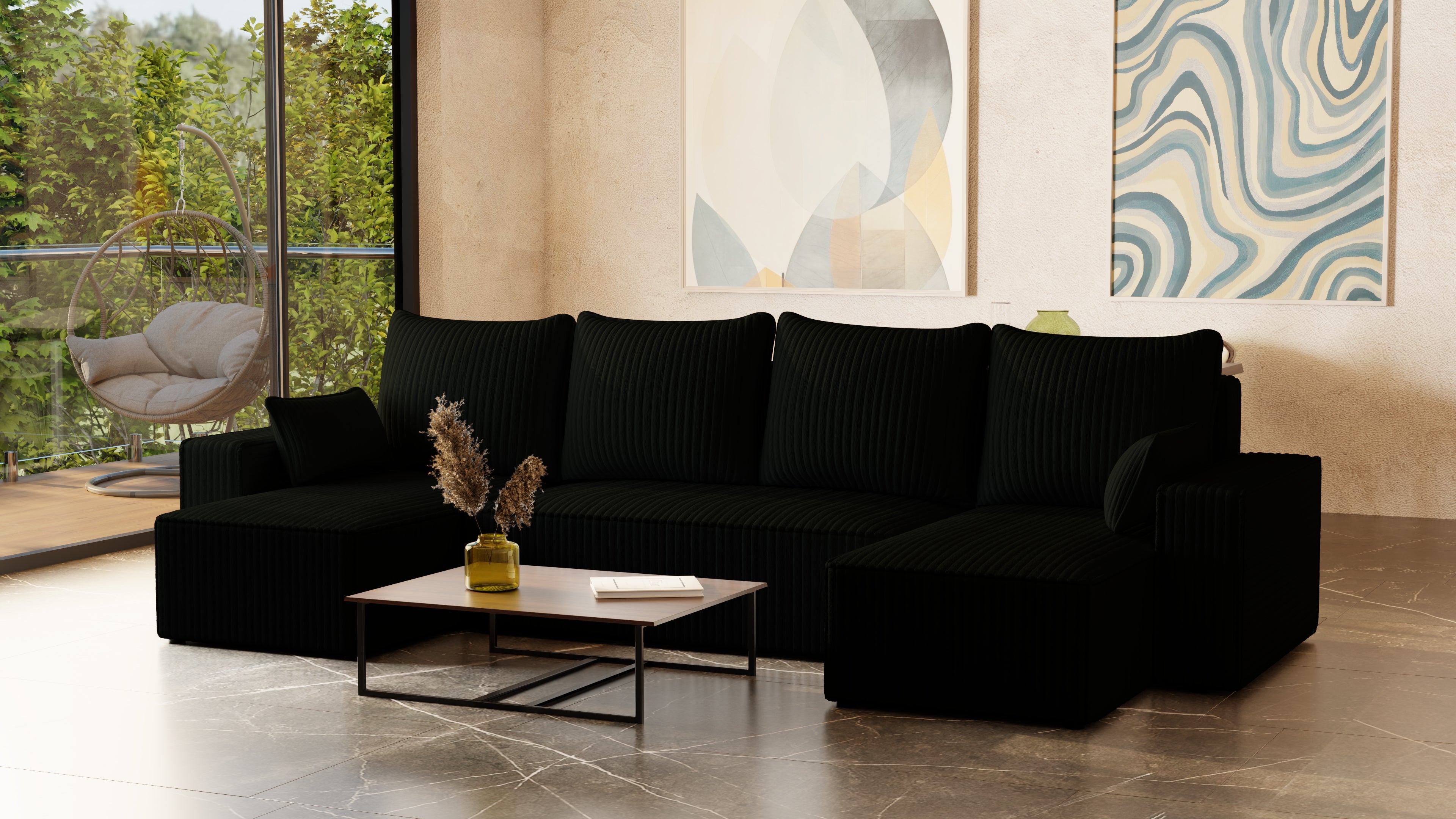 U Ecksofa mit Schlaffunktion Tobi Cord Felipo