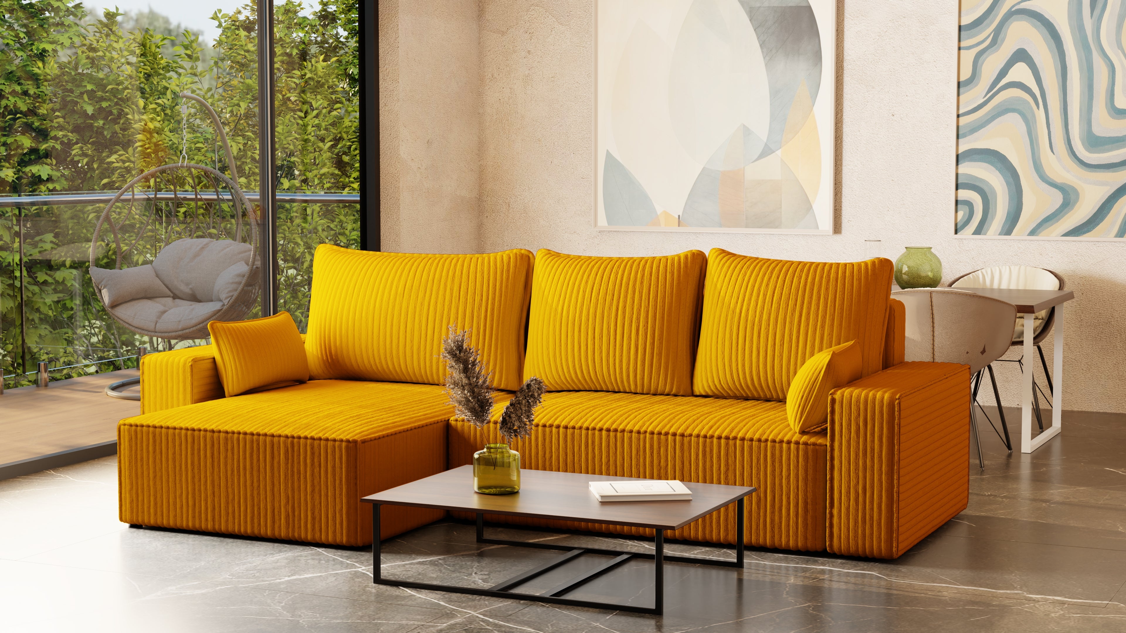 XL Ecksofa mit Schlaffunktion Tobi Cord Felipo