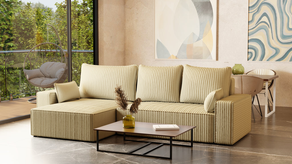 XL Ecksofa mit Schlaffunktion Tobi Cord Felipo