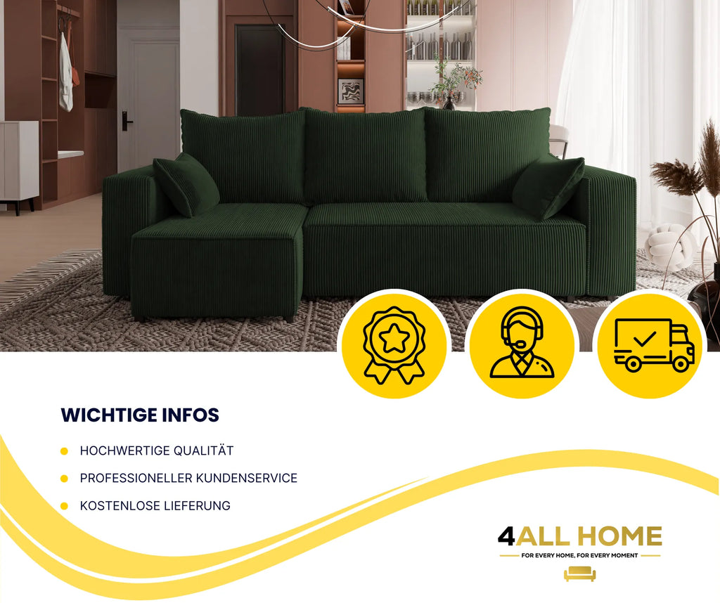 Ecksofa mit Schlaffunktion Tobi Cord Poso