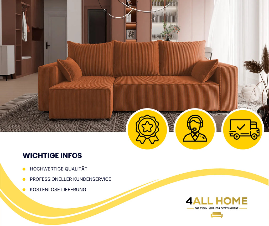 Ecksofa mit Schlaffunktion Tobi Cord Poso