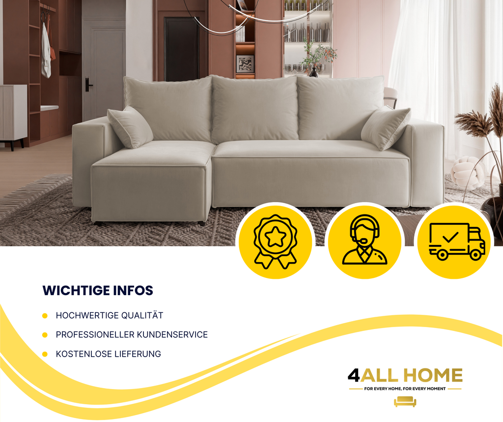 Ecksofa mit Schlaffunktion Tobi Velour