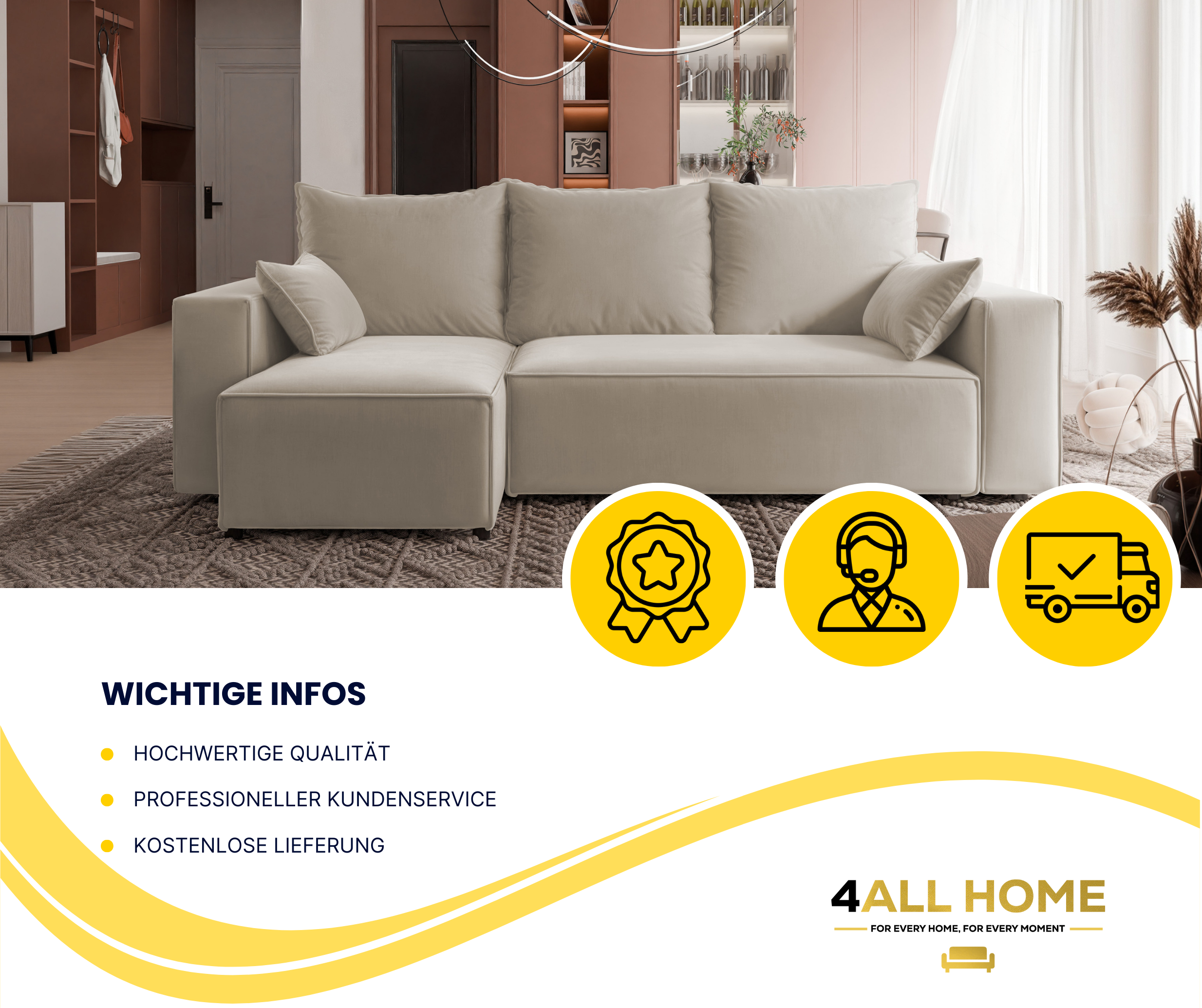 Ecksofa mit Schlaffunktion Tobi Velour