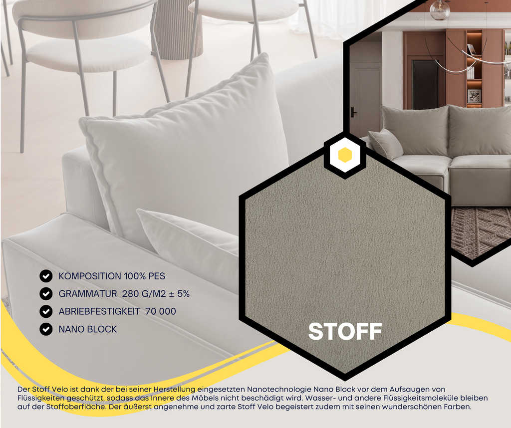 Ecksofa mit Schlaffunktion Tobi Velour