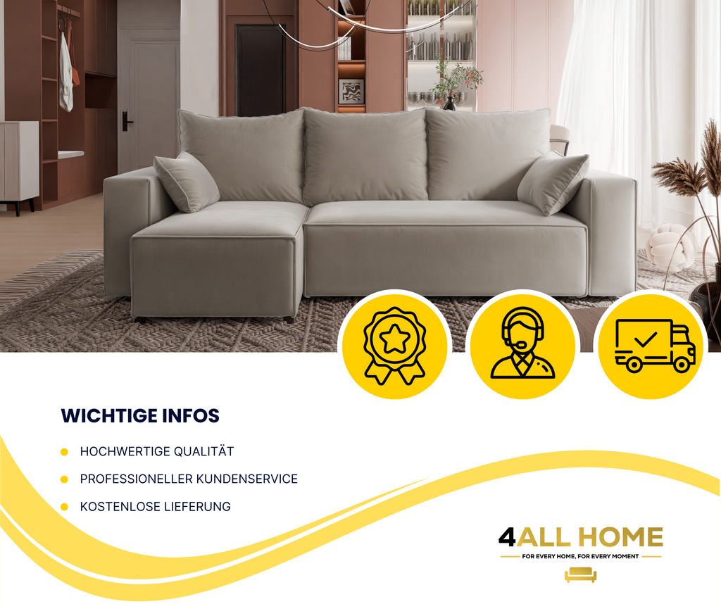 Ecksofa mit Schlaffunktion Tobi Velour
