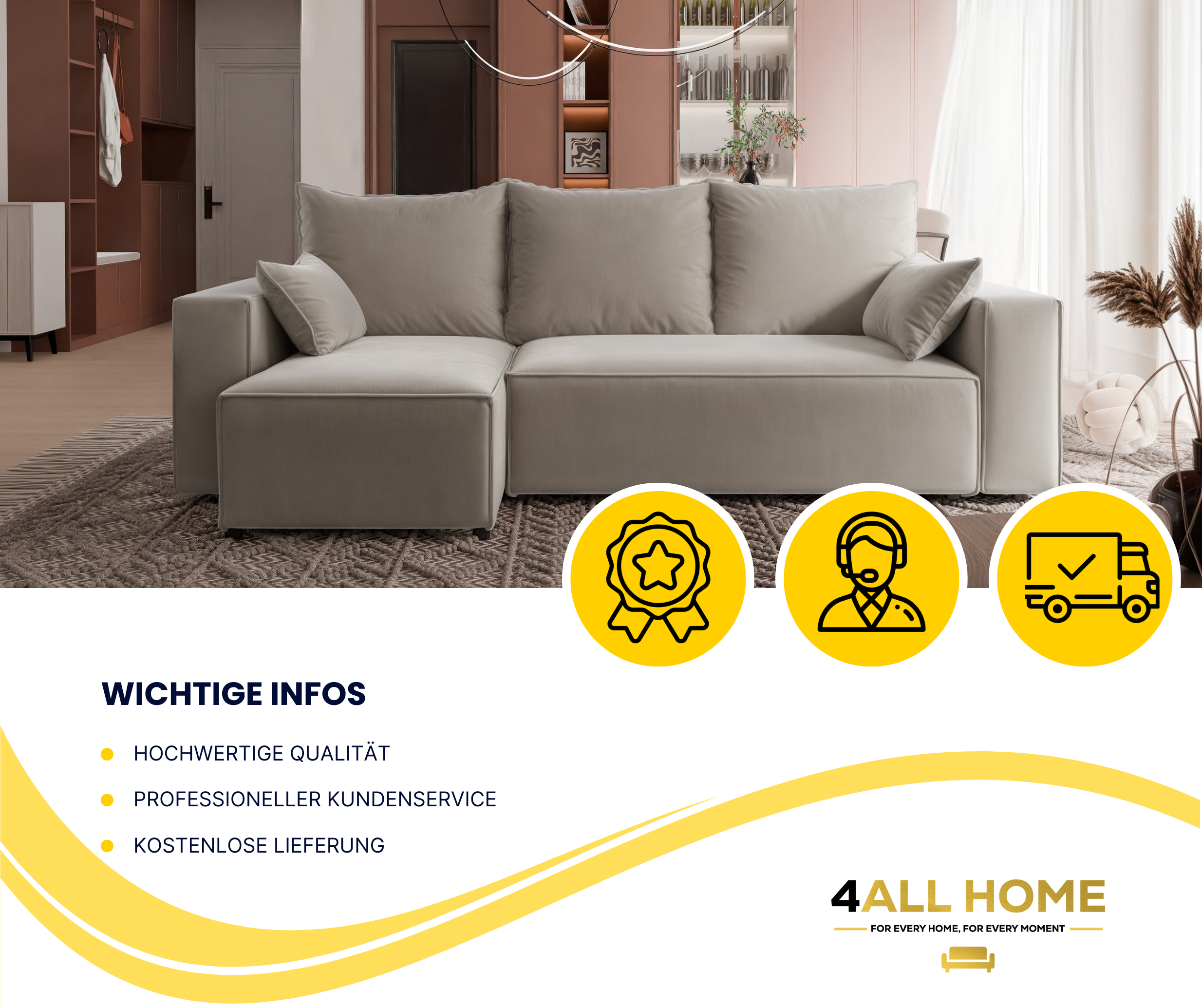 Ecksofa mit Schlaffunktion Tobi Velour