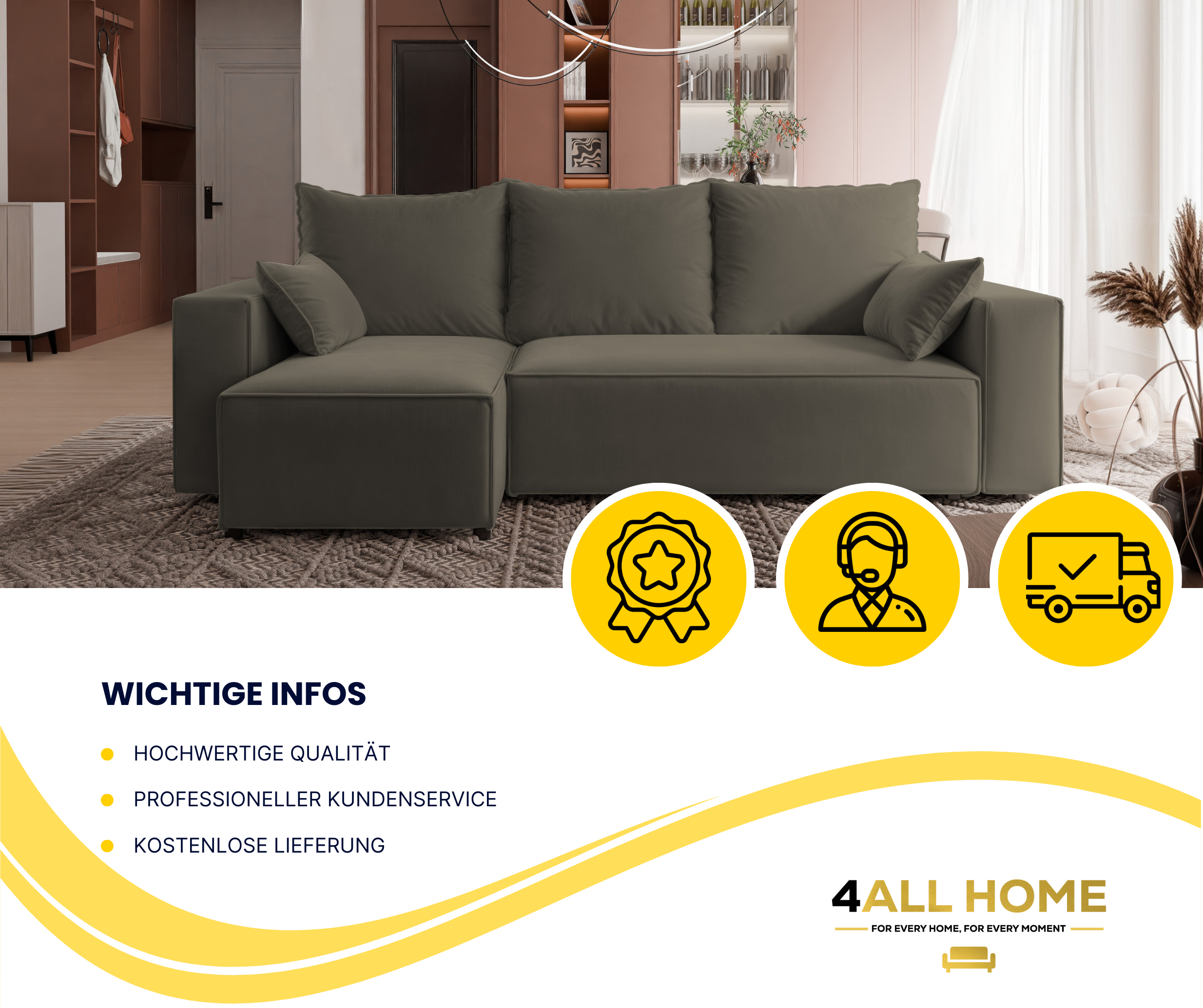 Ecksofa mit Schlaffunktion Tobi Velour