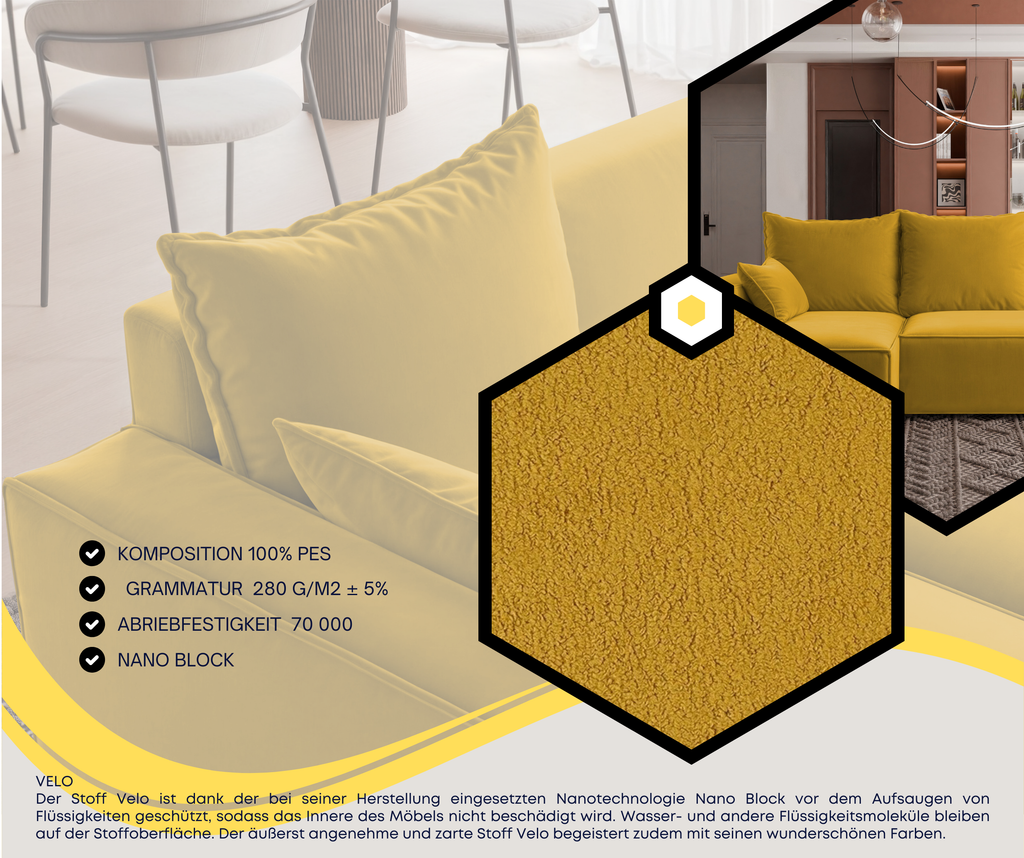 Ecksofa mit Schlaffunktion Tobi Velour