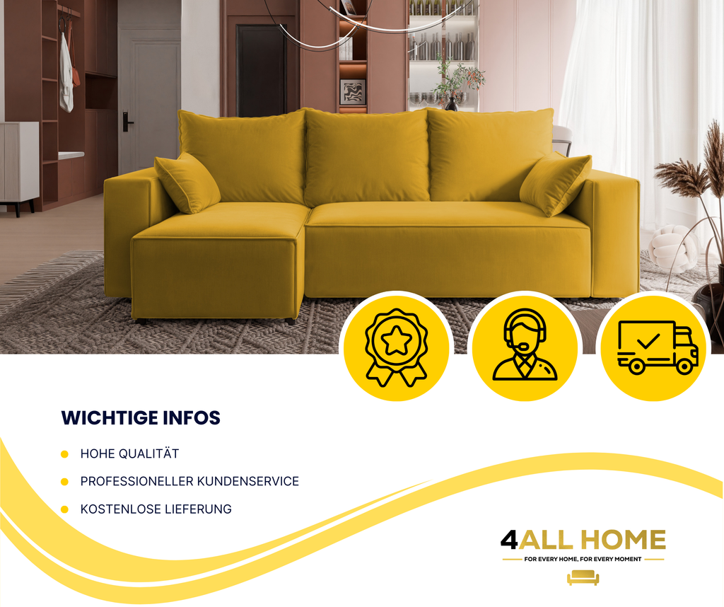 Ecksofa mit Schlaffunktion Tobi Velour