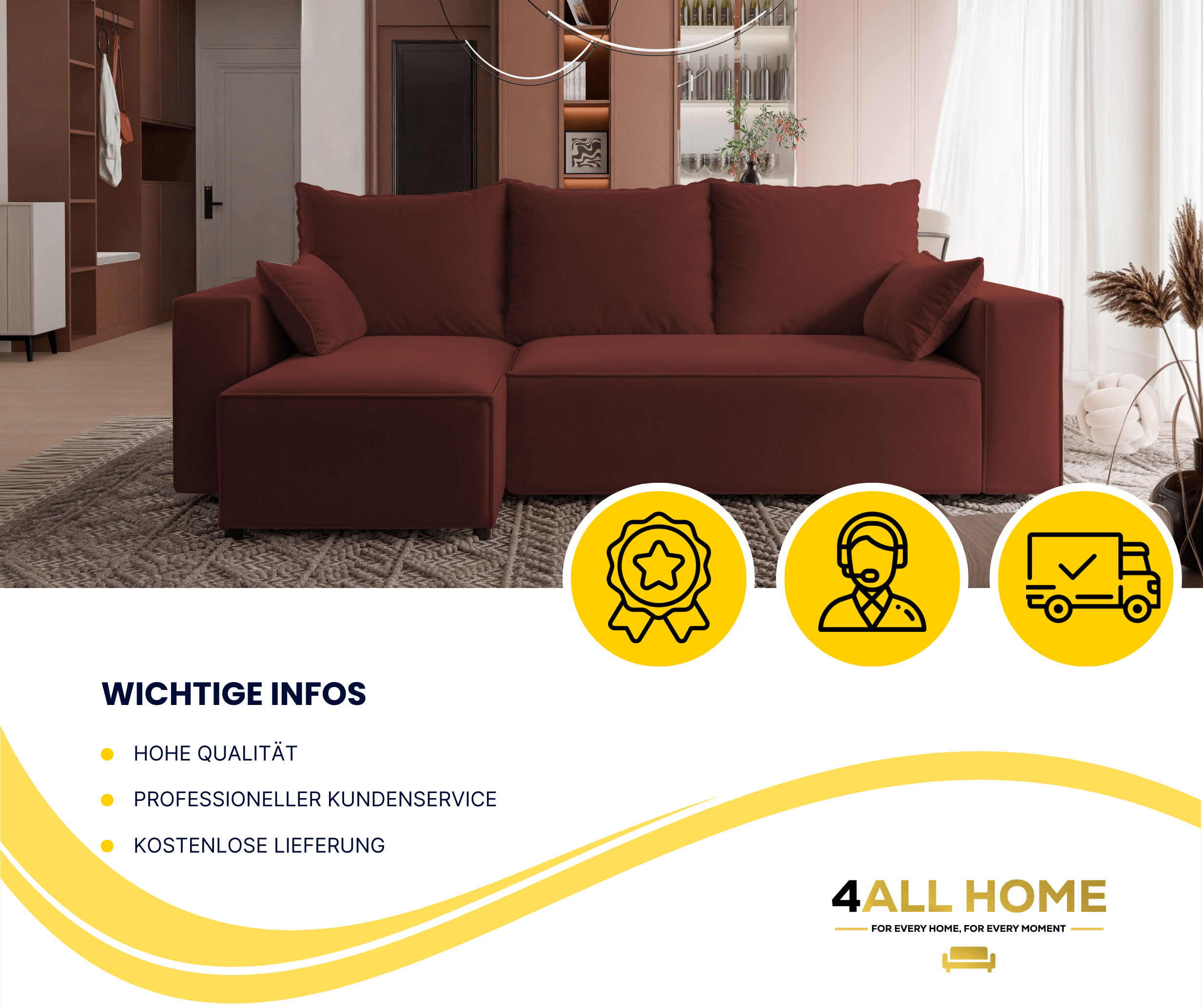 Ecksofa mit Schlaffunktion Tobi Velour