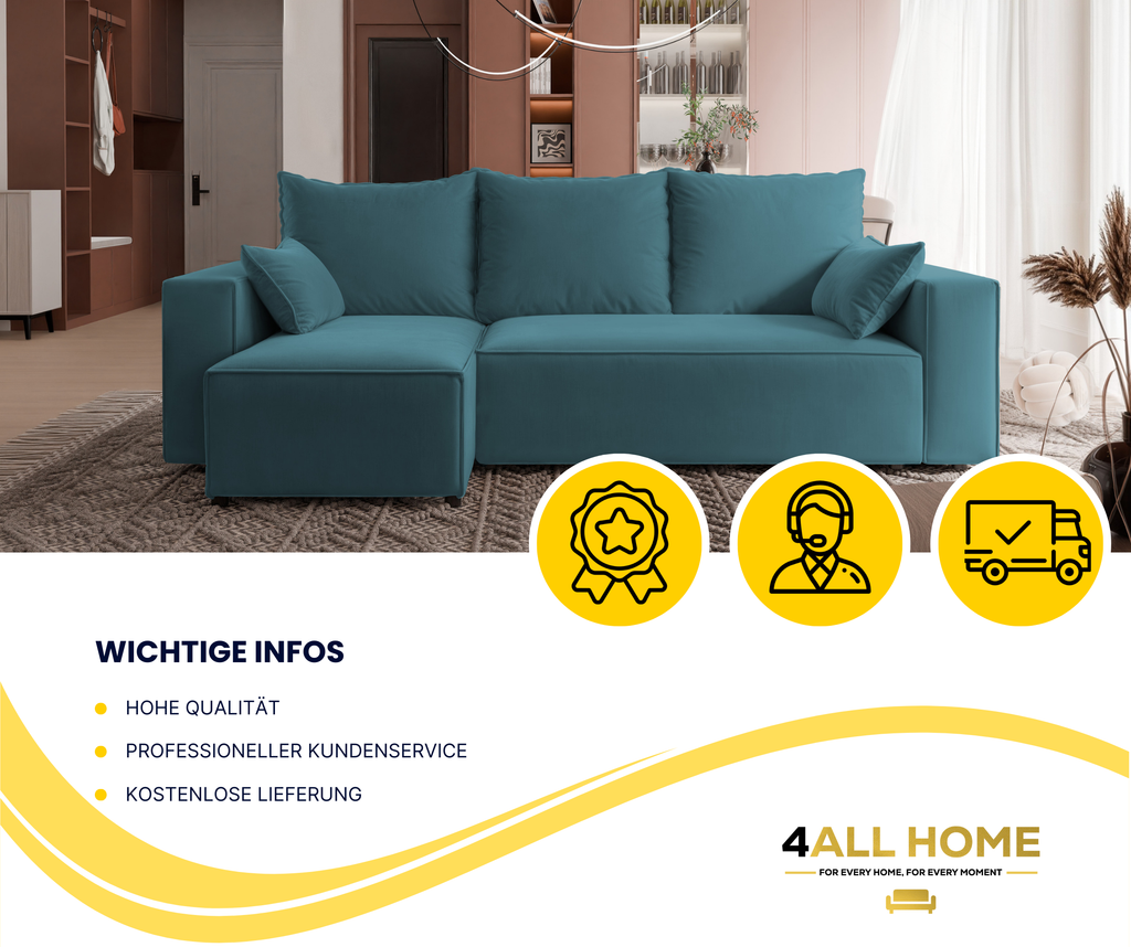 Ecksofa mit Schlaffunktion Tobi Velour