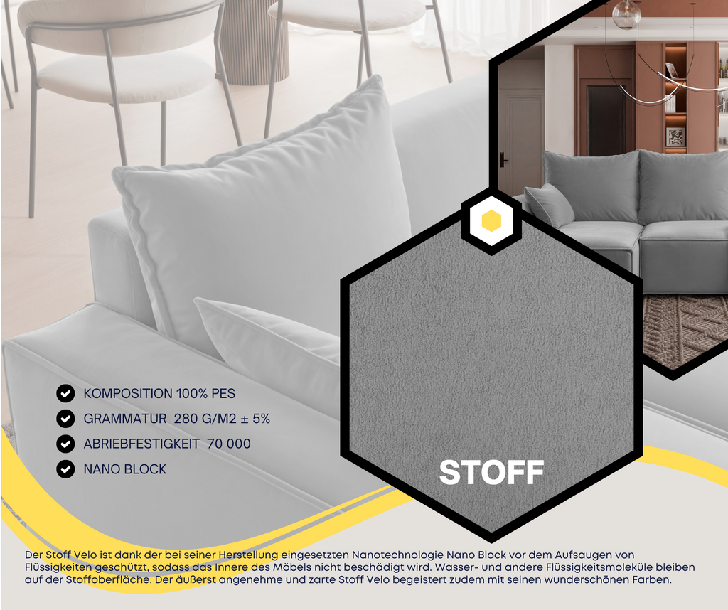 Ecksofa mit Schlaffunktion Tobi Velour