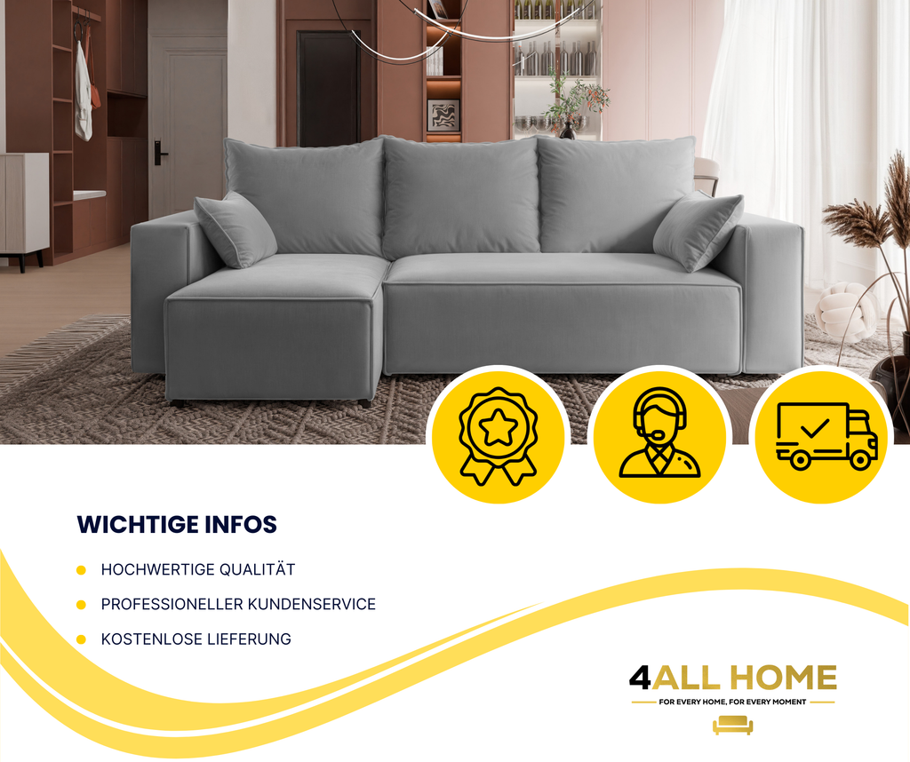 Ecksofa mit Schlaffunktion Tobi Velour