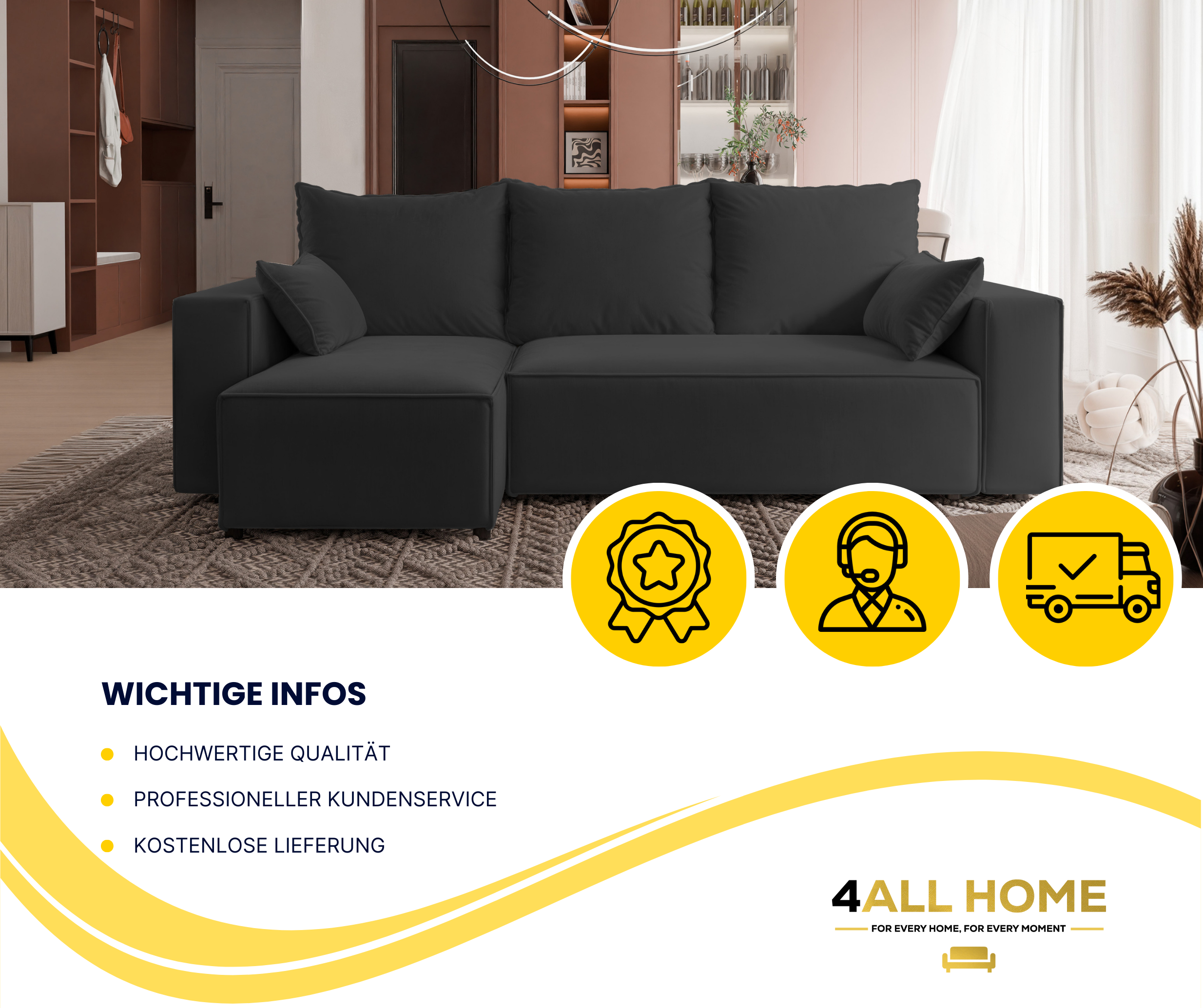 Ecksofa mit Schlaffunktion Tobi Velour