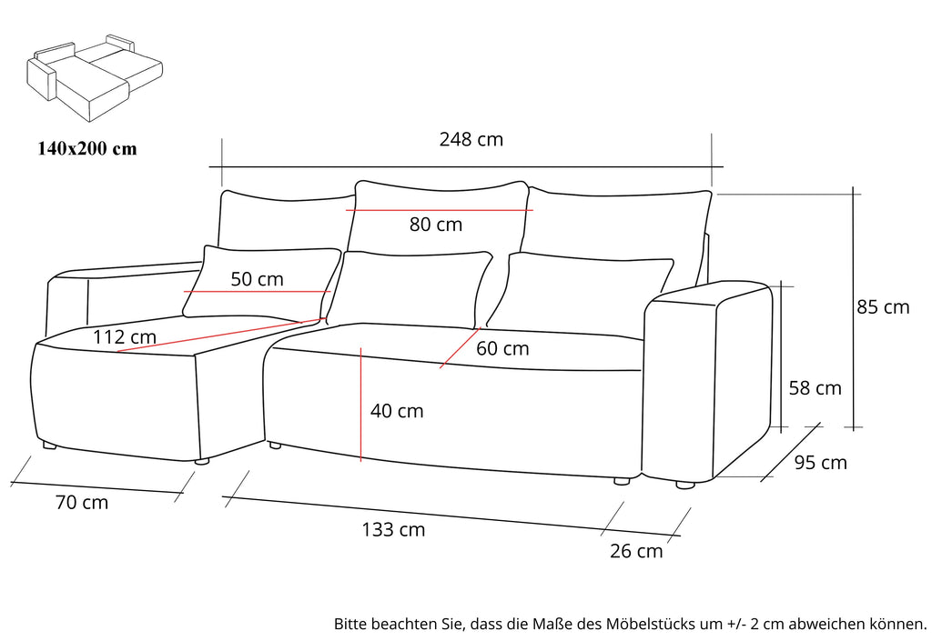 Ecksofa mit Schlaffunktion Travis Boucle