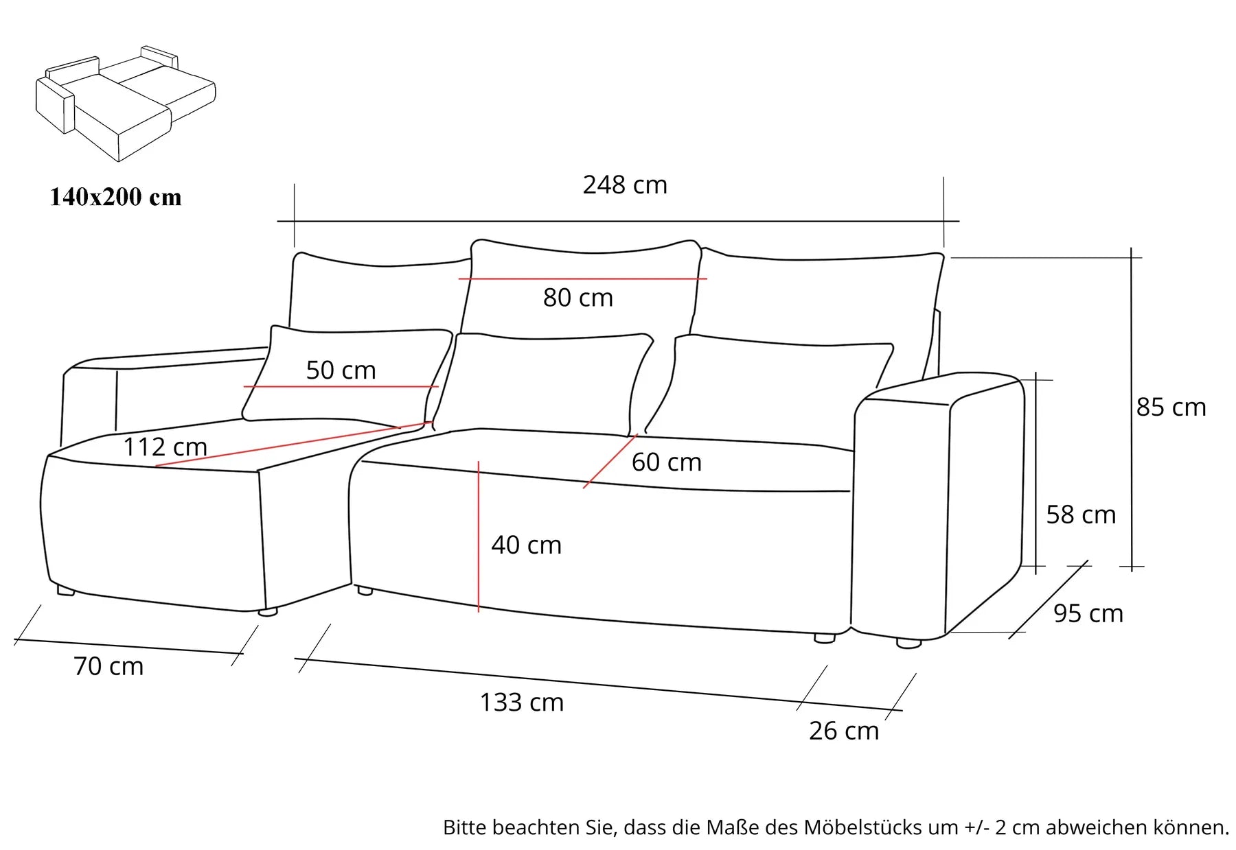 Ecksofa mit Schlaffunktion Travis Boucle