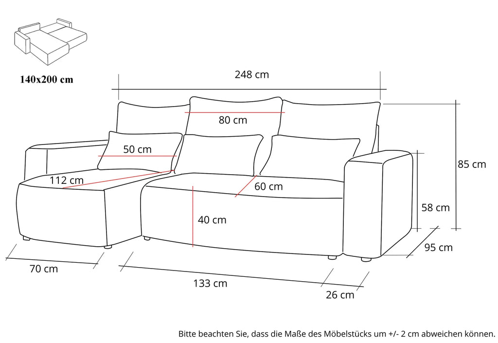 Ecksofa mit Schlaffunktion Travis Boucle