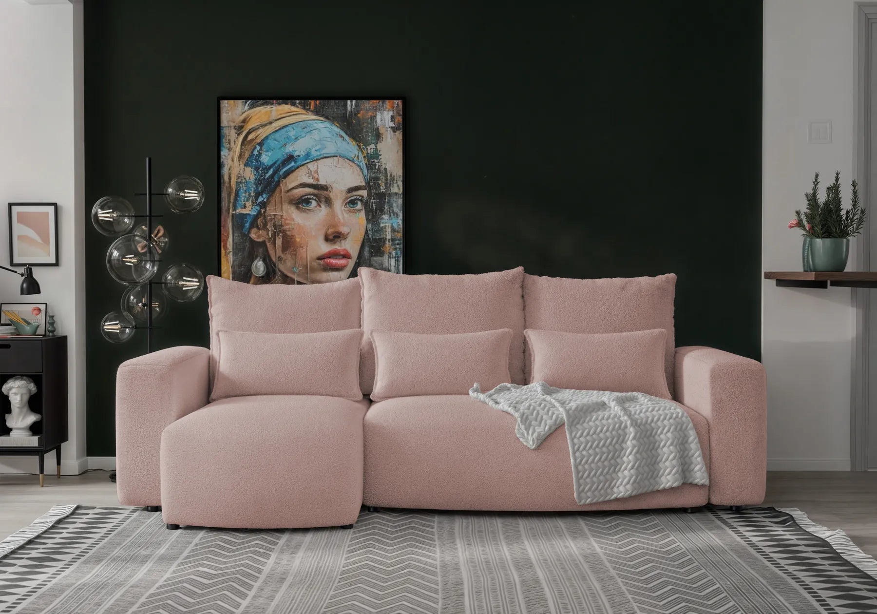 Ecksofa mit Schlaffunktion Travis Boucle