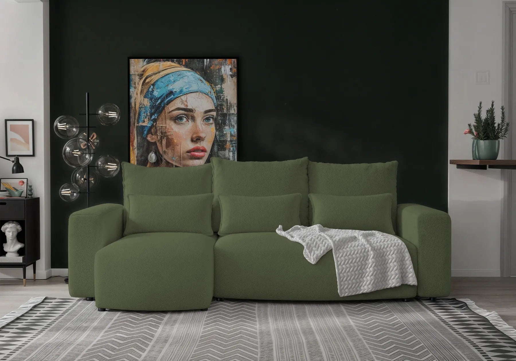 Ecksofa mit Schlaffunktion Travis Boucle