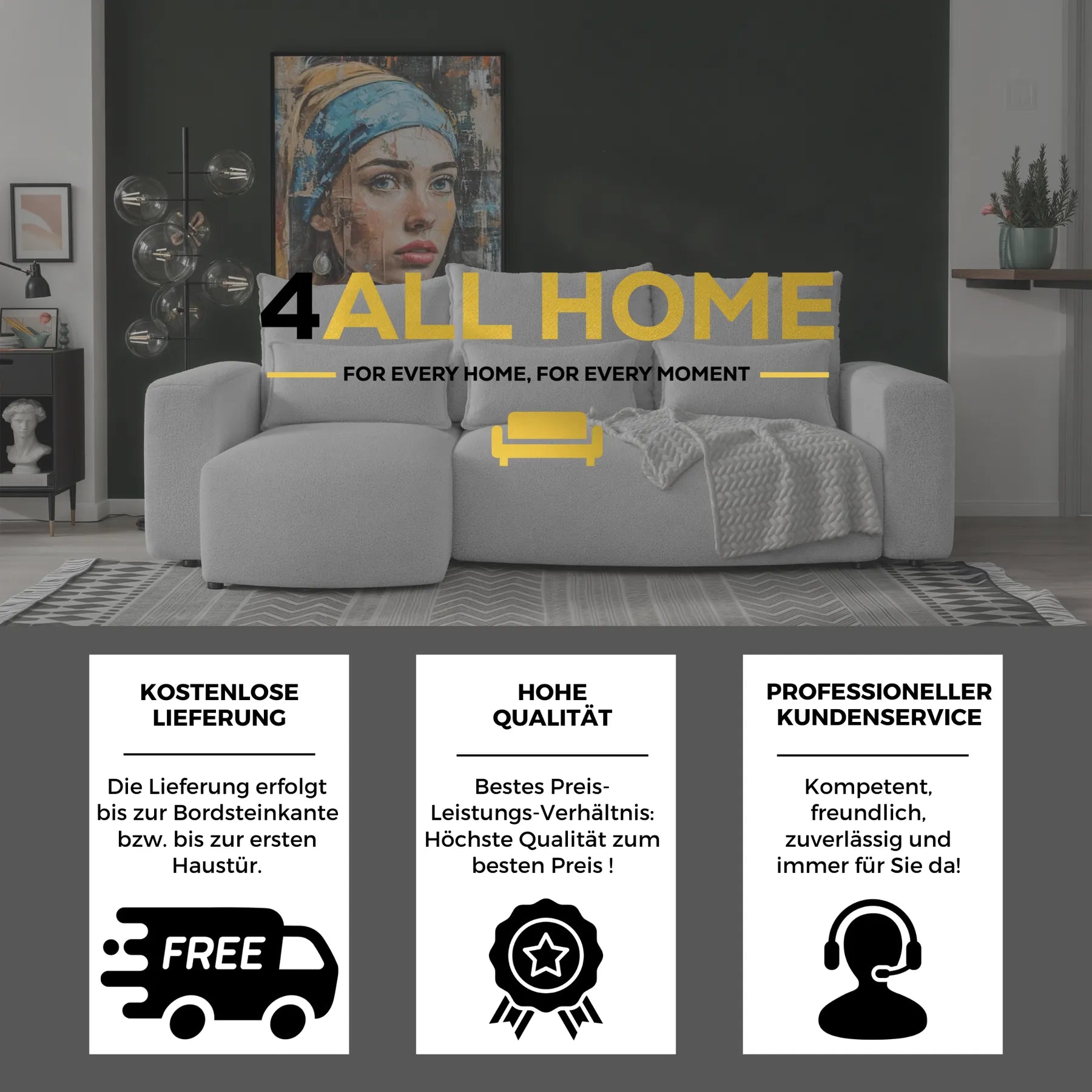 Ecksofa mit Schlaffunktion Travis Boucle