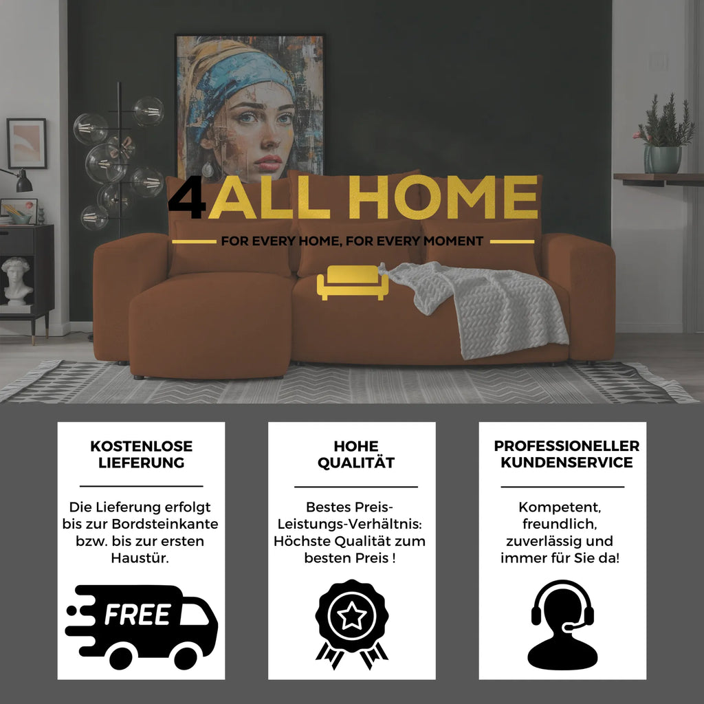 Ecksofa mit Schlaffunktion Travis Boucle