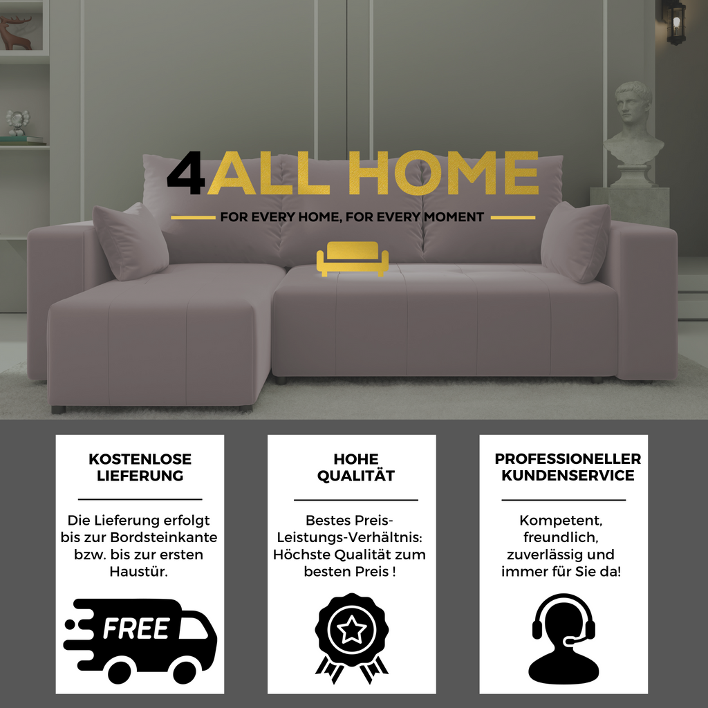 Ecksofa mit Schlaffunktion Tico Velour Royal Velvet