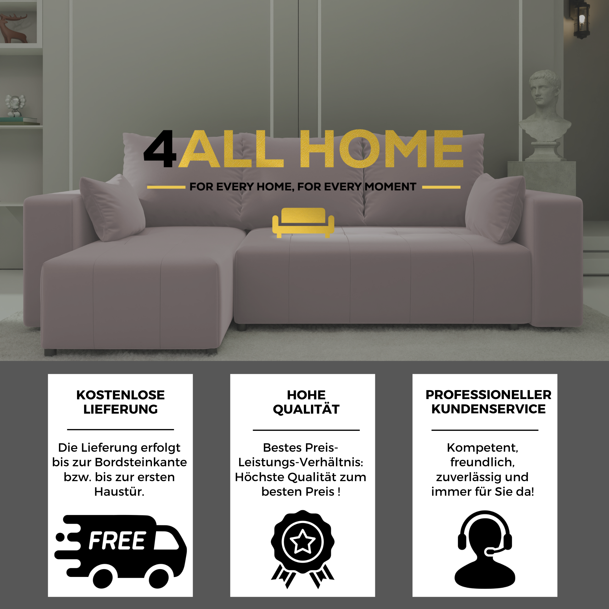 Ecksofa mit Schlaffunktion Tico Velour Royal Velvet