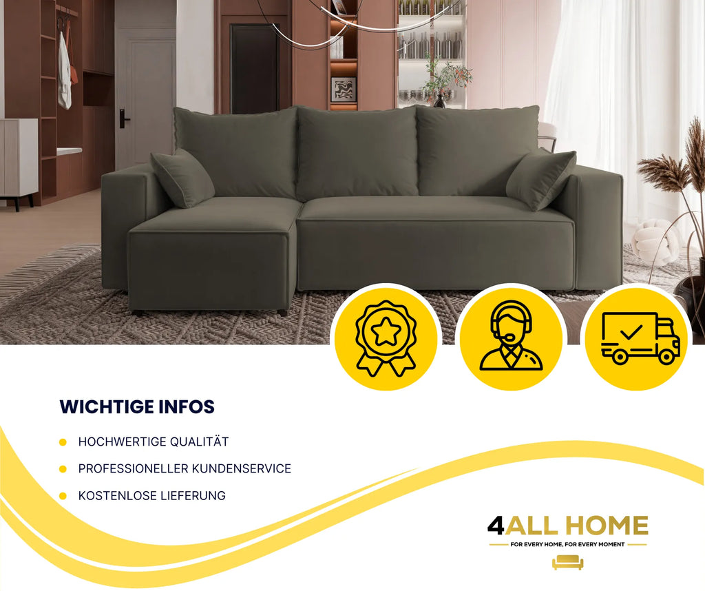 Ecksofa mit Schlaffunktion Tobi Velour