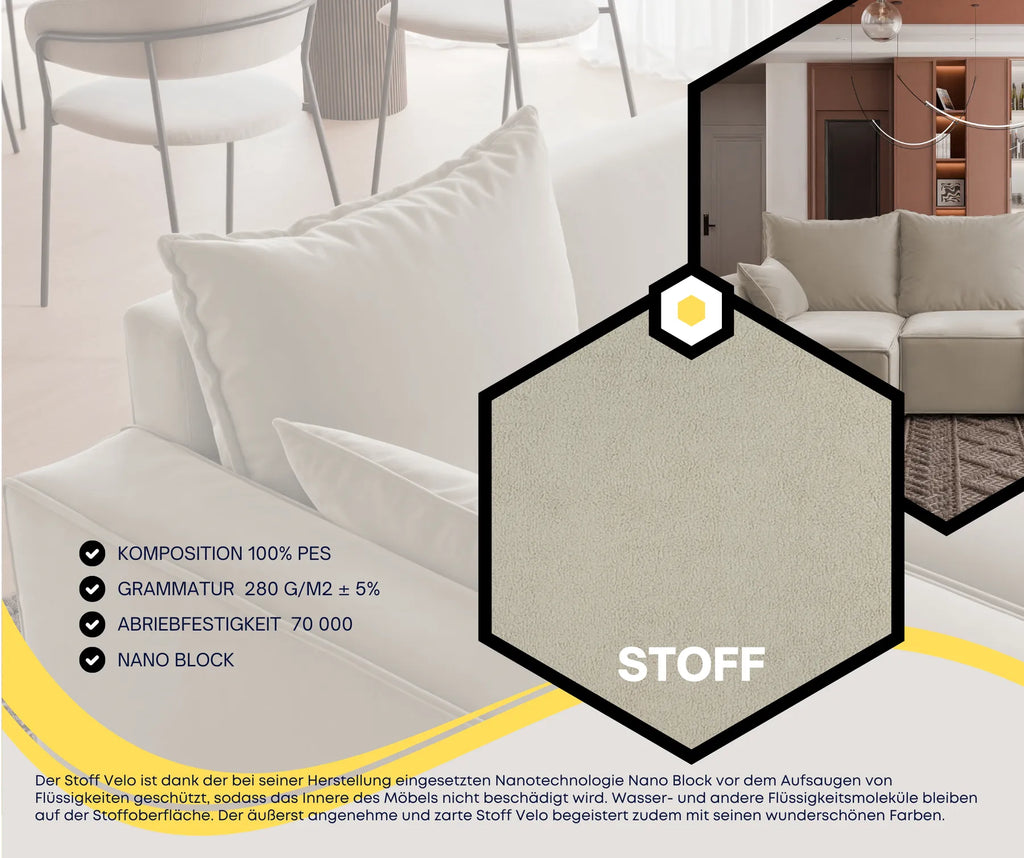 Ecksofa mit Schlaffunktion Tobi Velour