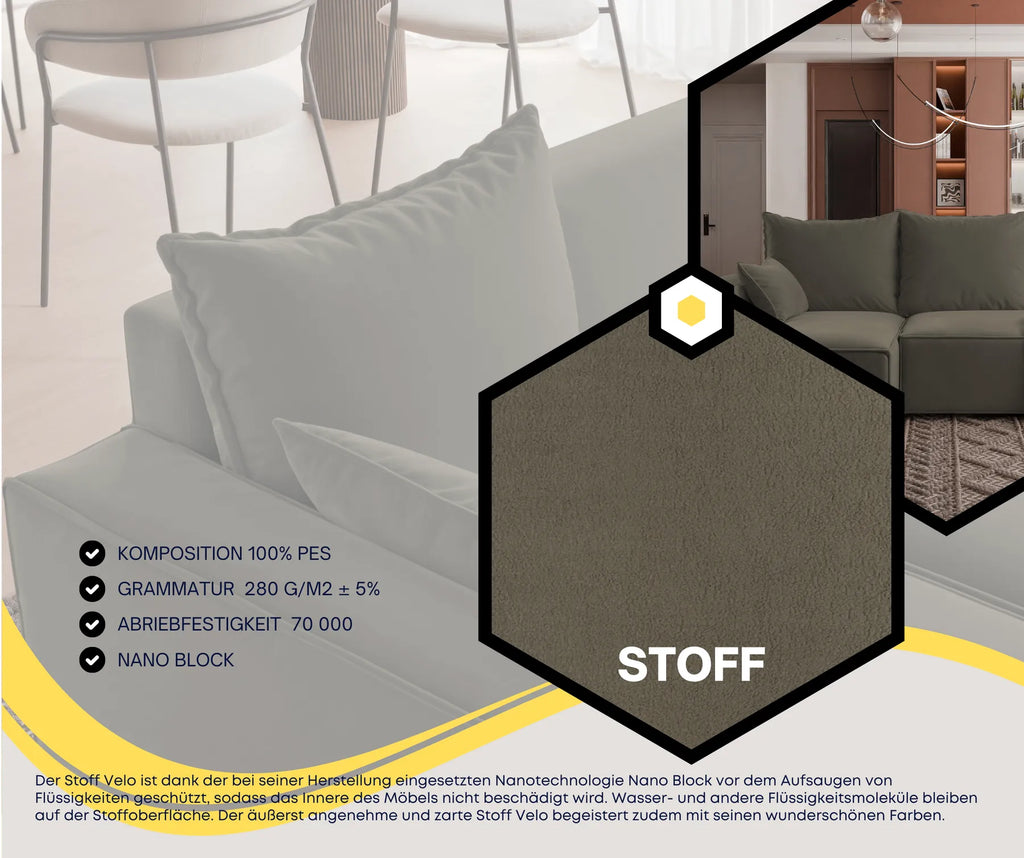 Ecksofa mit Schlaffunktion Tobi Velour
