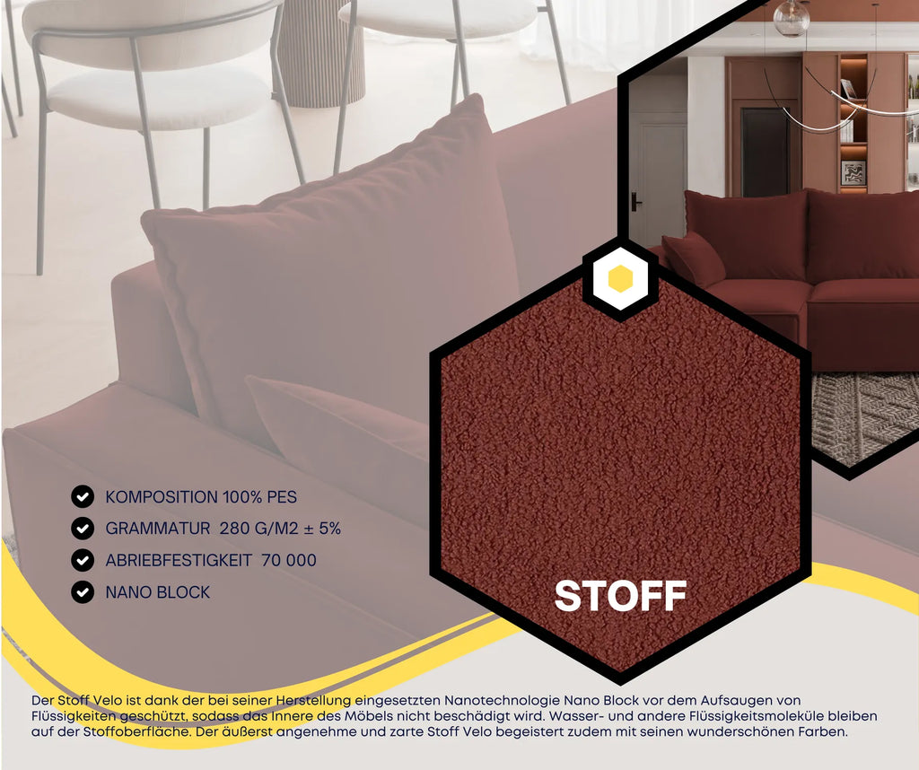 Ecksofa mit Schlaffunktion Tobi Velour