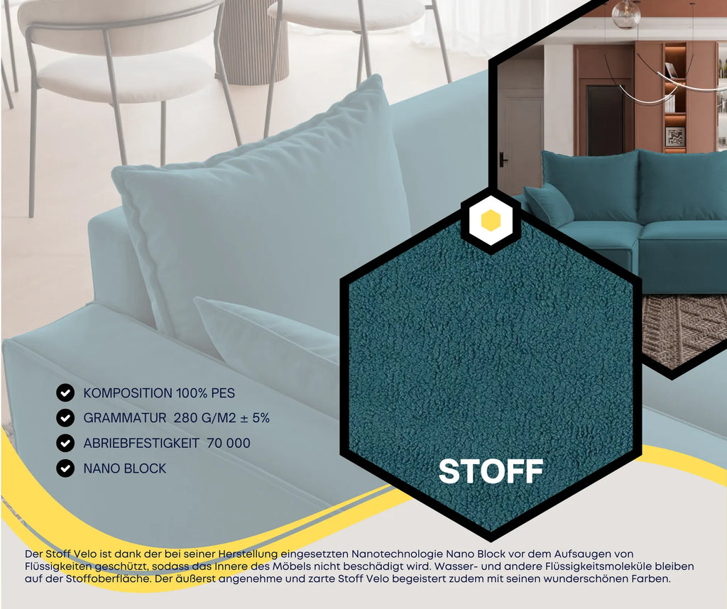 Ecksofa mit Schlaffunktion Tobi Velour