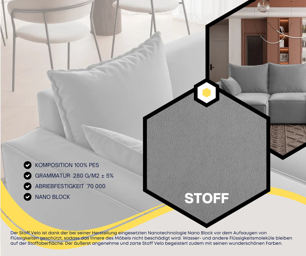 Ecksofa mit Schlaffunktion Tobi Velour