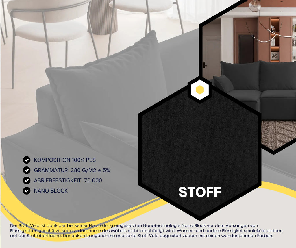 Ecksofa mit Schlaffunktion Tobi Velour