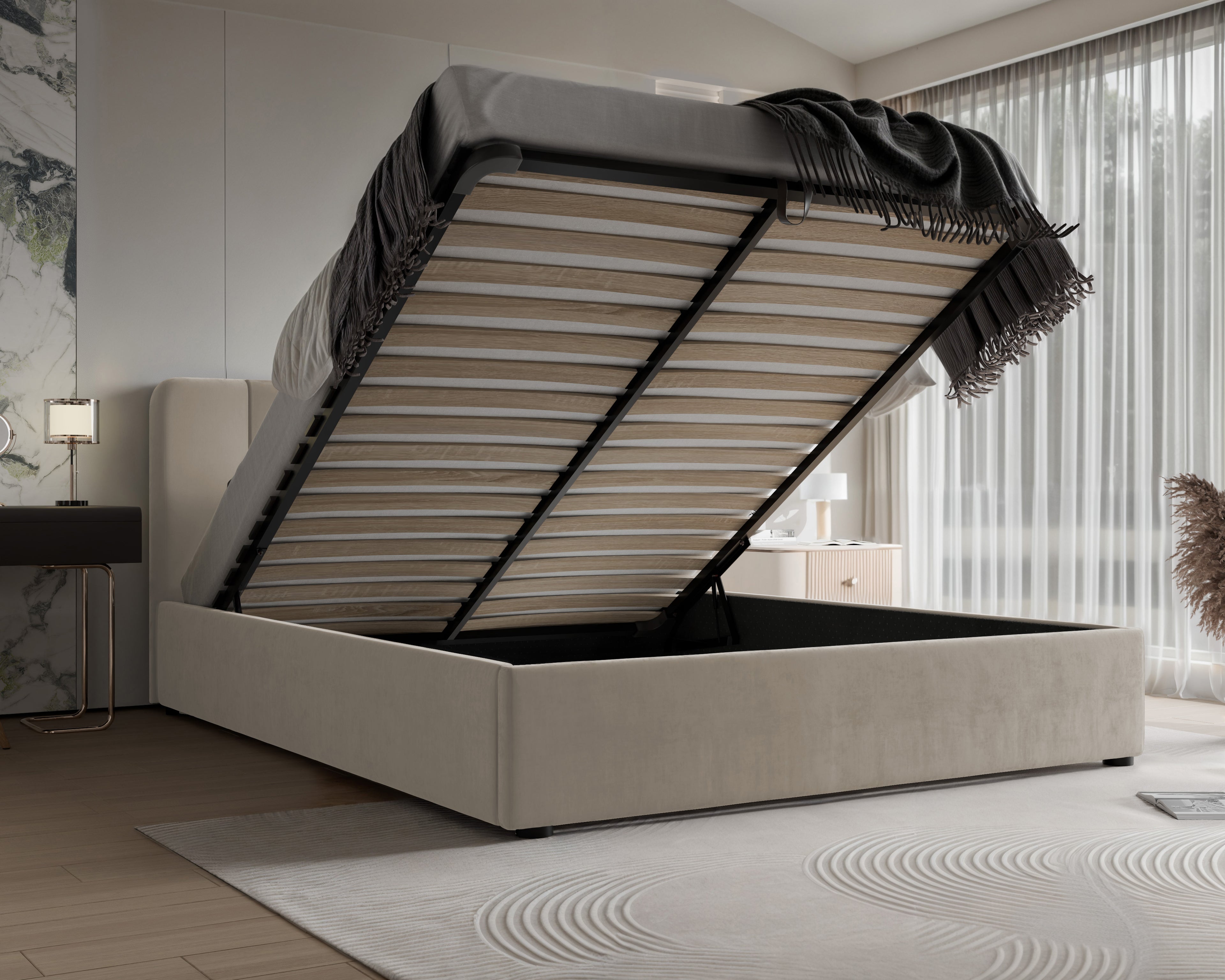 Polsterbett Calvin 140/160/180x200cm mit Bettkasten und Lattenrost