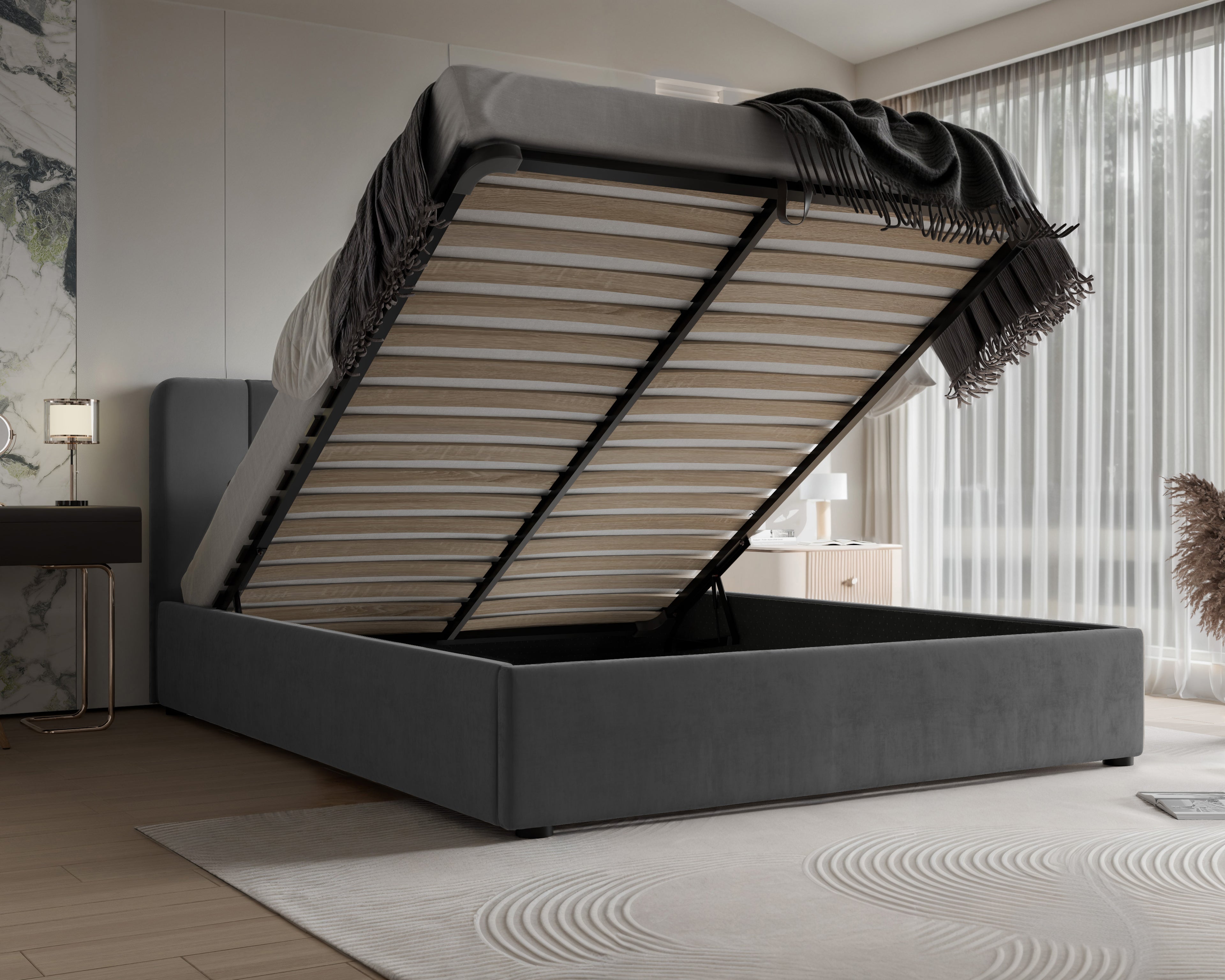 Polsterbett Calvin 140/160/180x200cm mit Bettkasten und Lattenrost