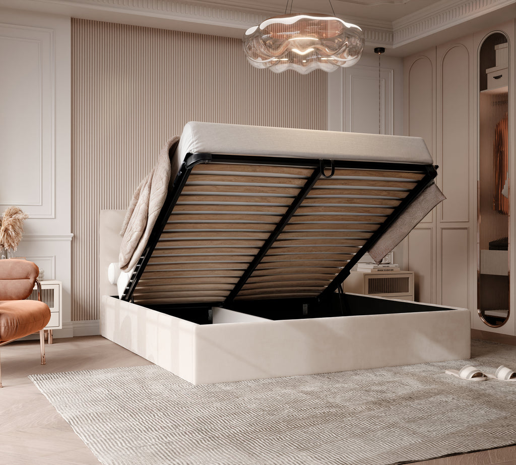 Polsterbett Kiki 140/160/180x200cm mit Bettkasten und Lattenrost