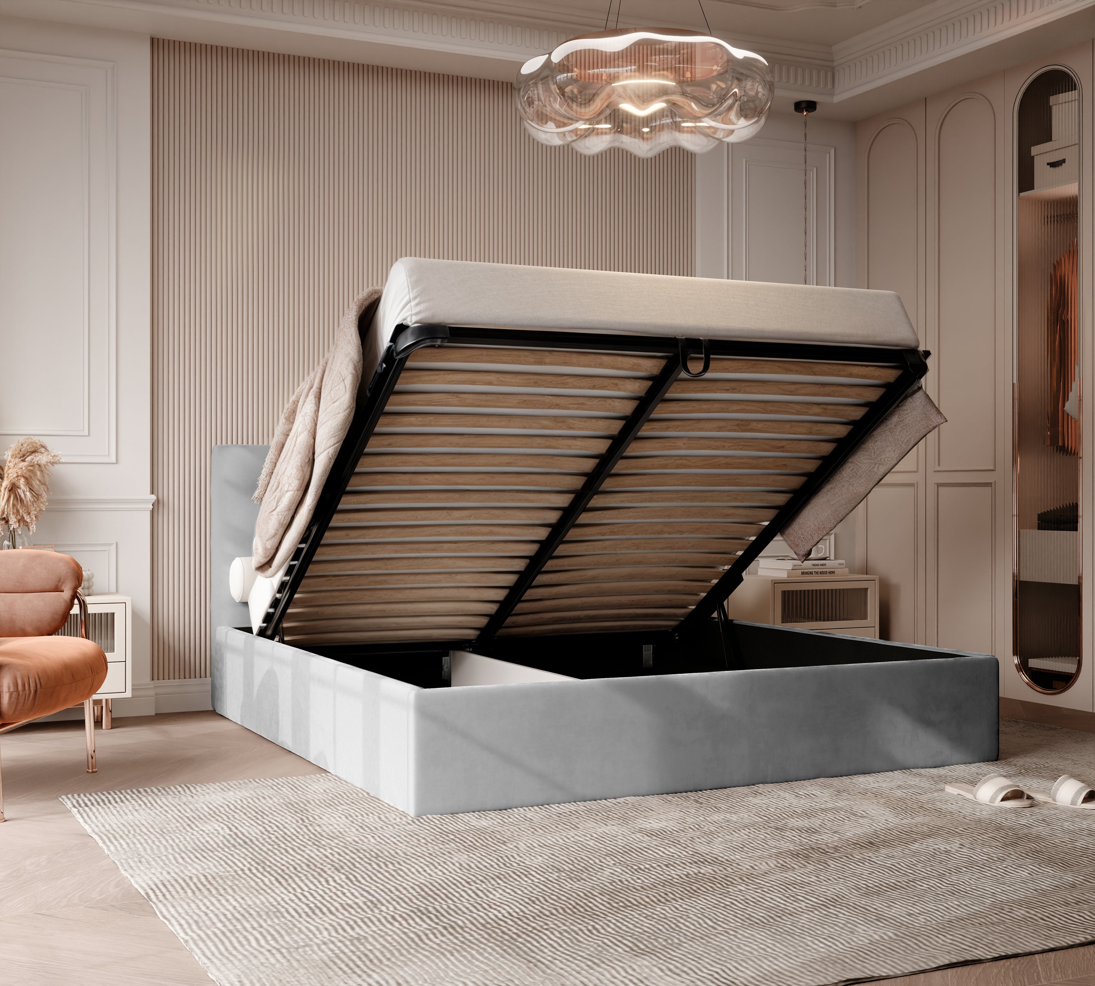 Polsterbett Kiki 140/160/180x200cm mit Bettkasten und Lattenrost