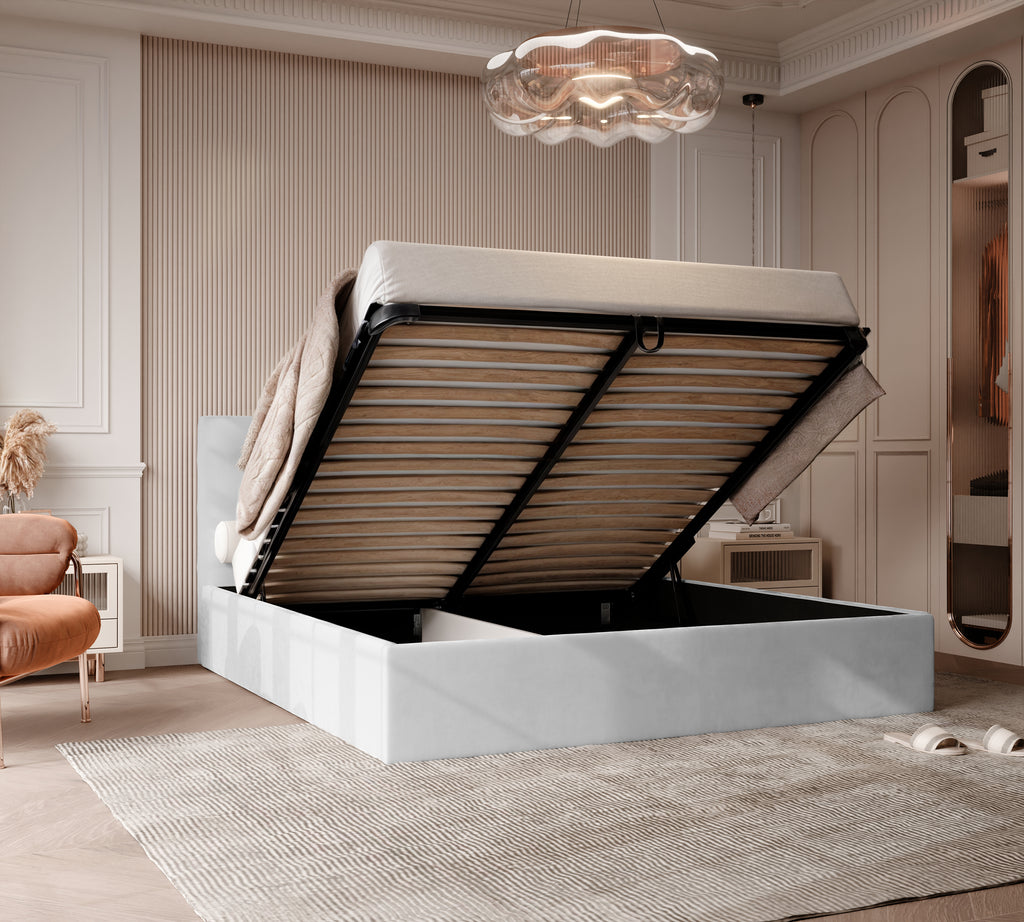 Polsterbett Kiki 140/160/180x200cm mit Bettkasten und Lattenrost