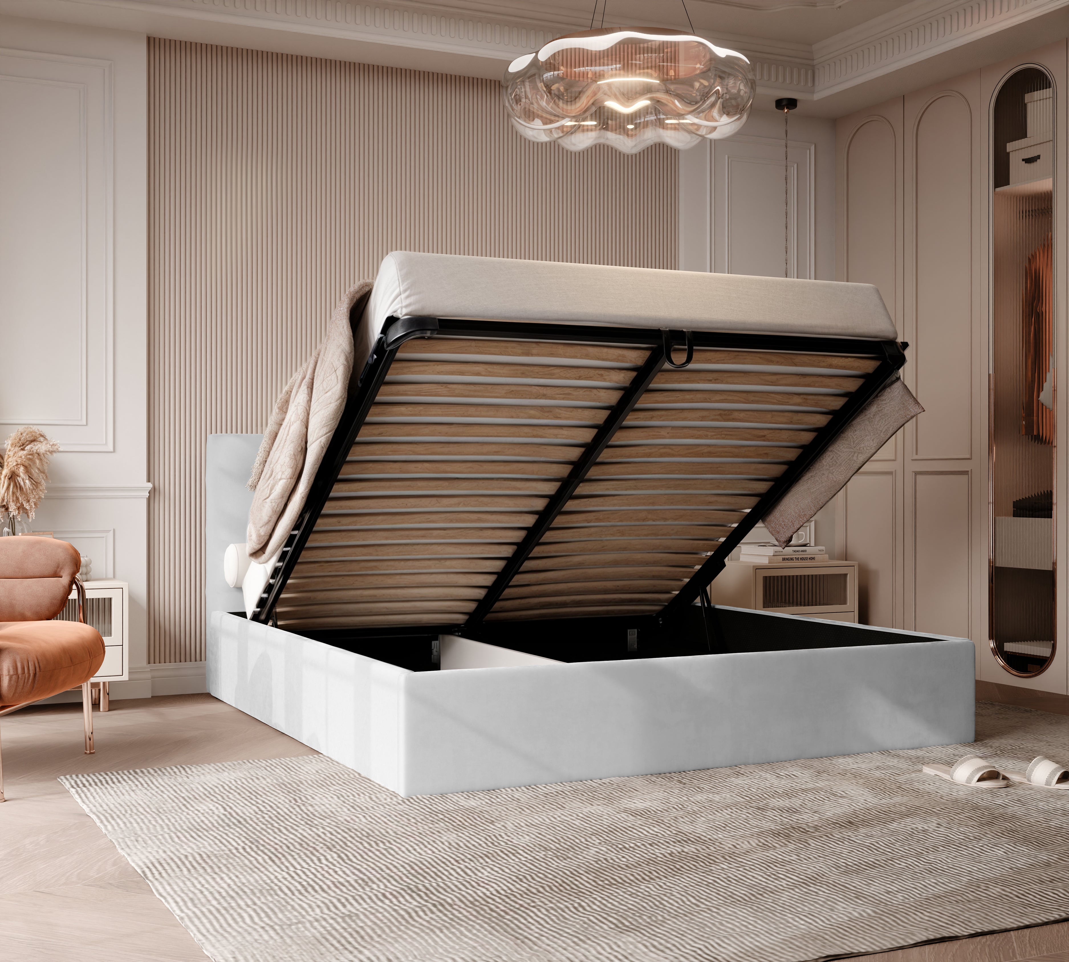 Polsterbett Kiki 140/160/180x200cm mit Bettkasten und Lattenrost