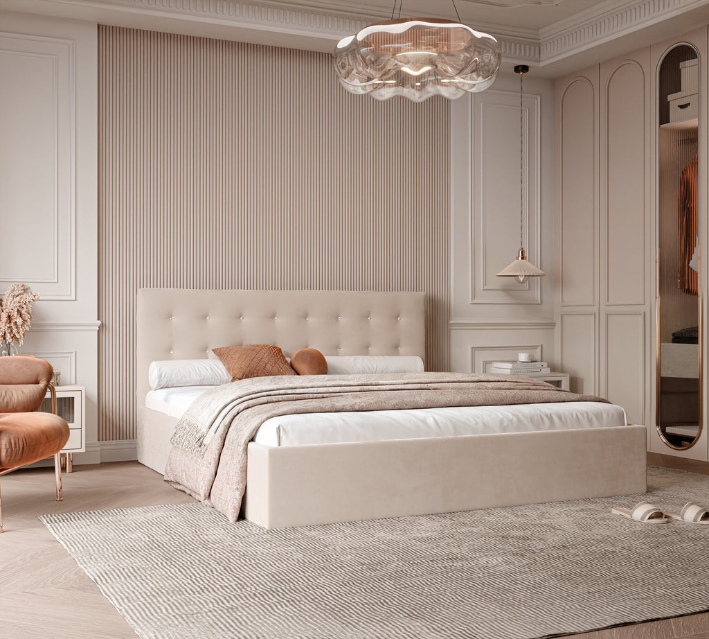 Polsterbett Kiki 140/160/180x200cm mit Bettkasten und Lattenrost