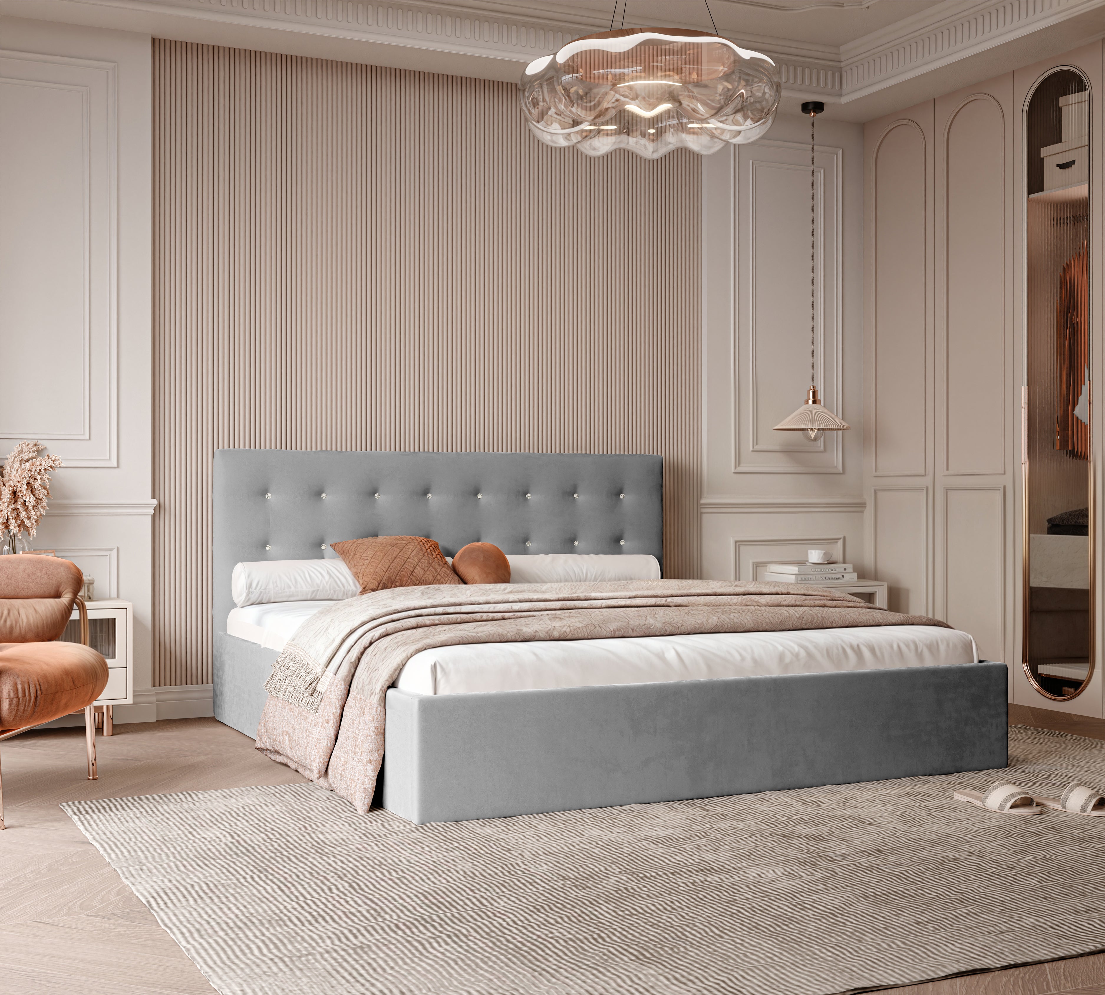 Polsterbett Kiki 140/160/180x200cm mit Bettkasten und Lattenrost