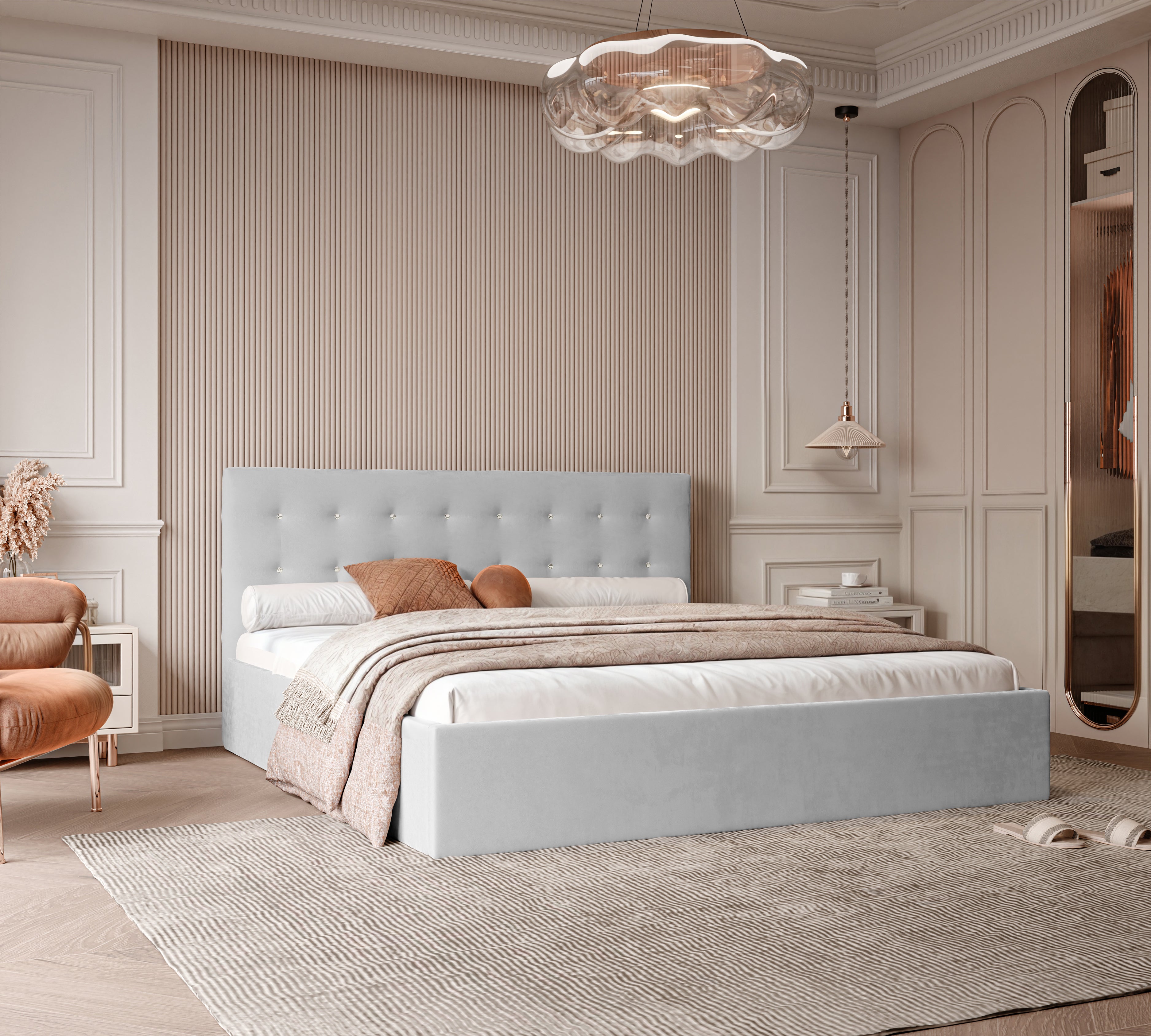 Polsterbett Kiki 140/160/180x200cm mit Bettkasten und Lattenrost