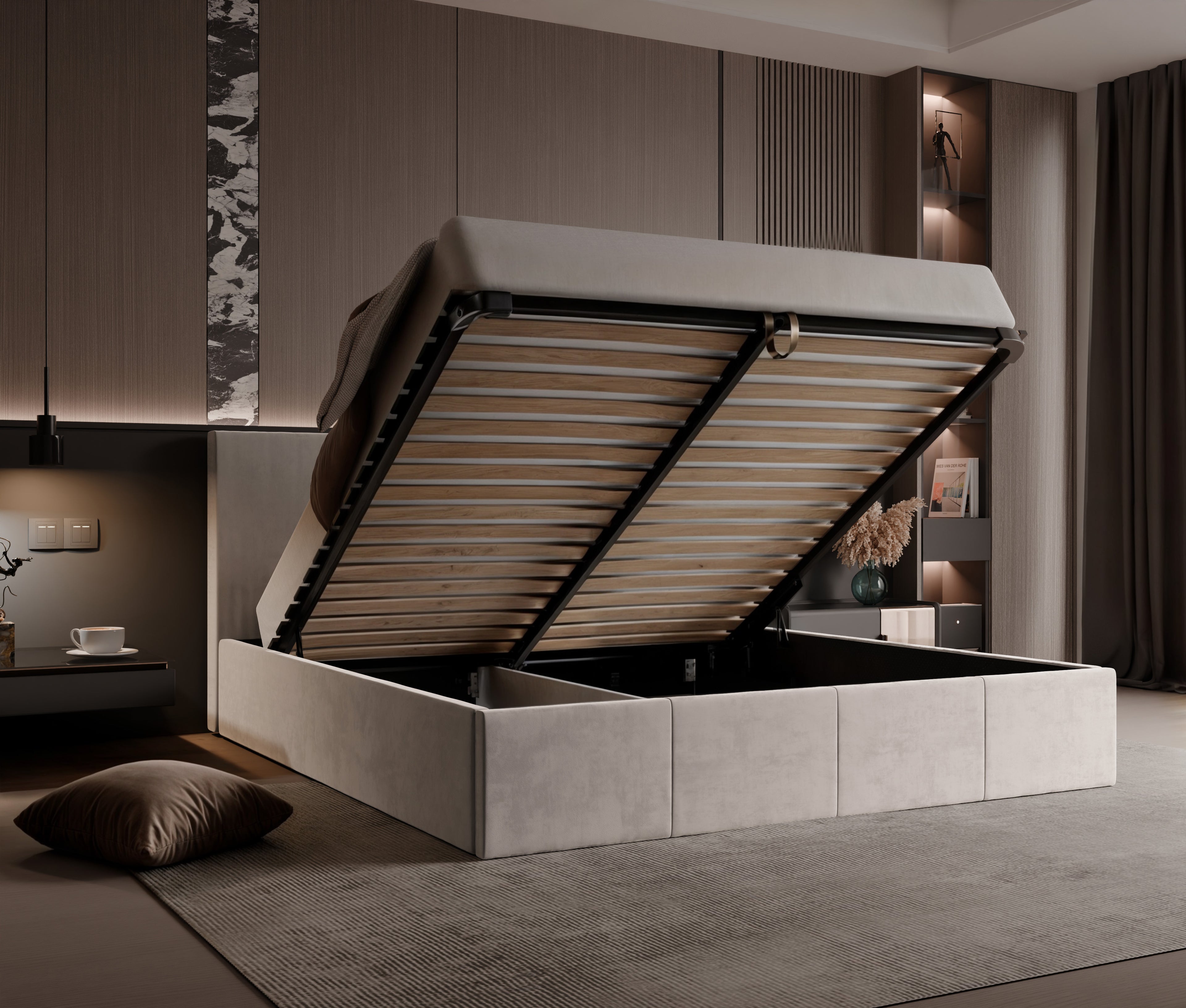 Polsterbett Killy 140/160/180x200cm mit Bettkasten und Lattenrost