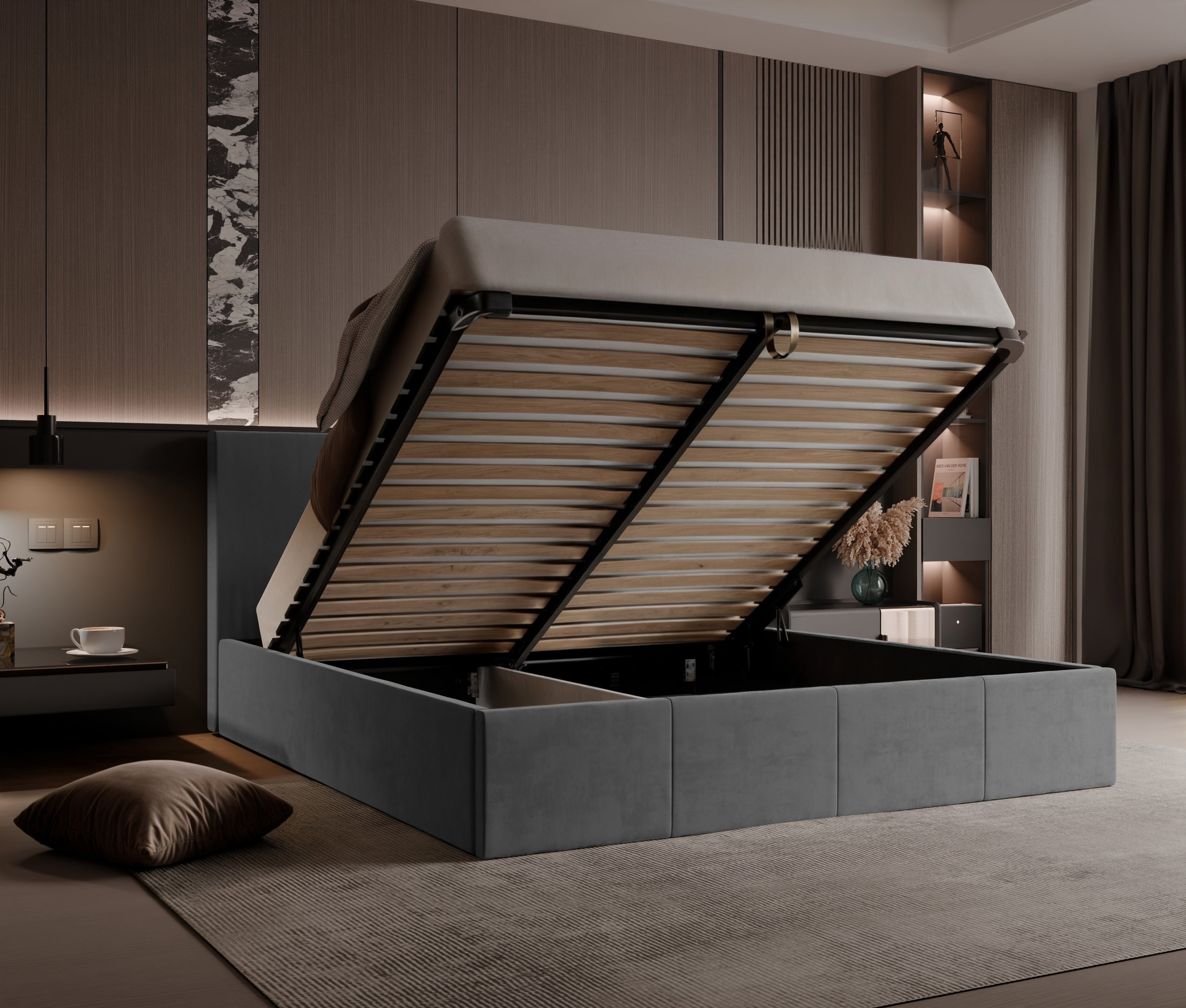 Polsterbett Killy 140/160/180x200cm mit Bettkasten und Lattenrost