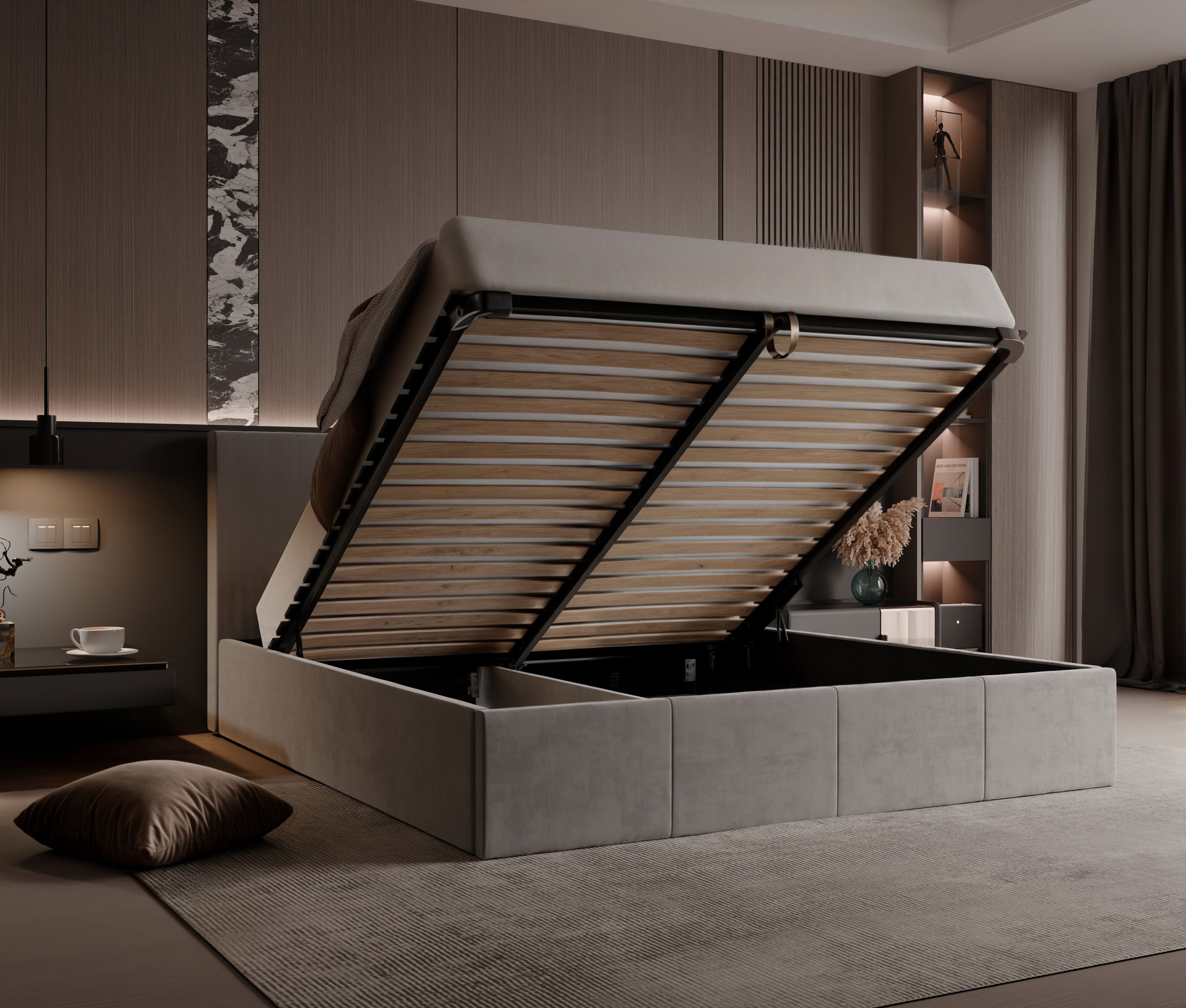 Polsterbett Killy 140/160/180x200cm mit Bettkasten und Lattenrost