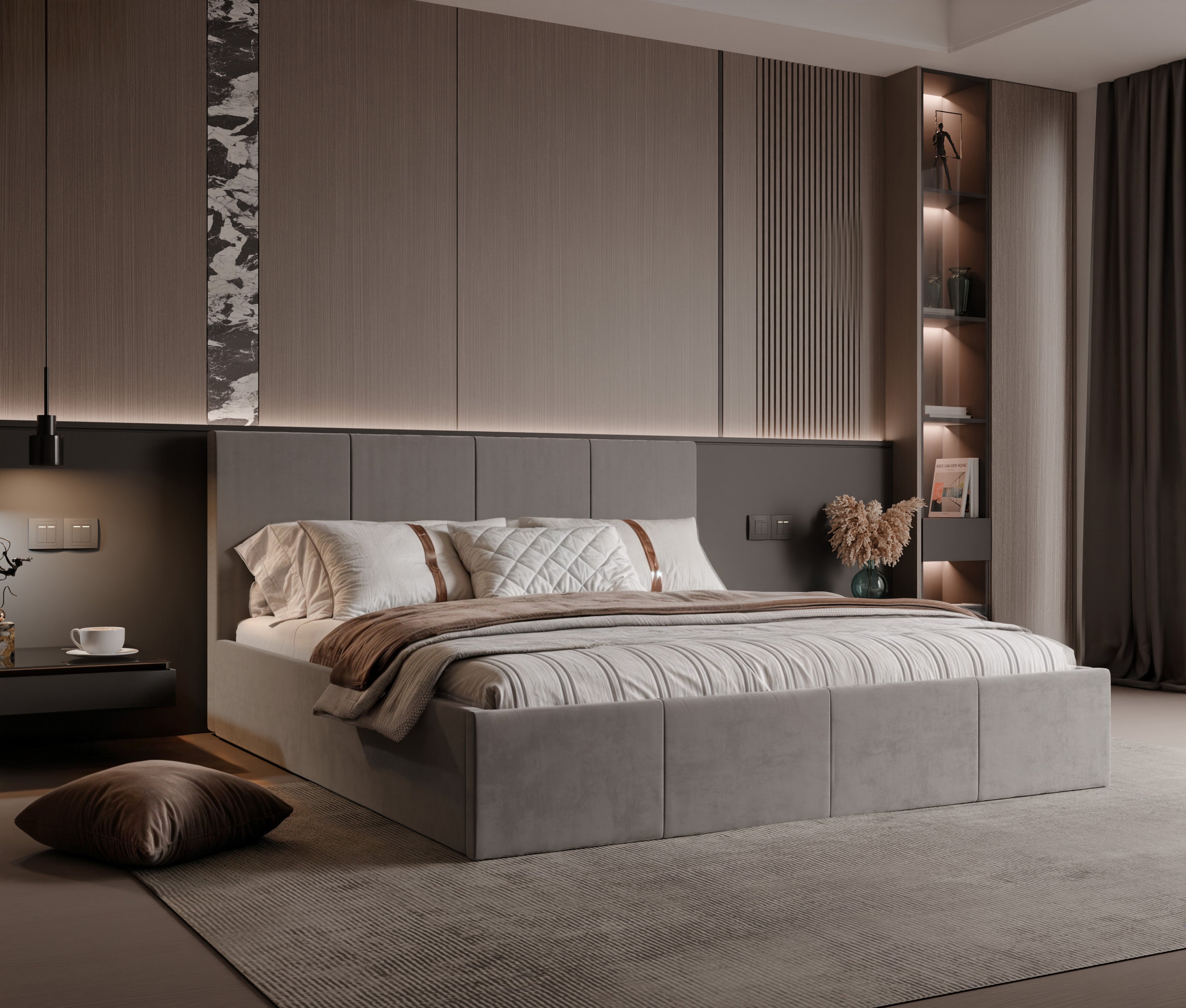 Polsterbett Killy 140/160/180x200cm mit Bettkasten und Lattenrost